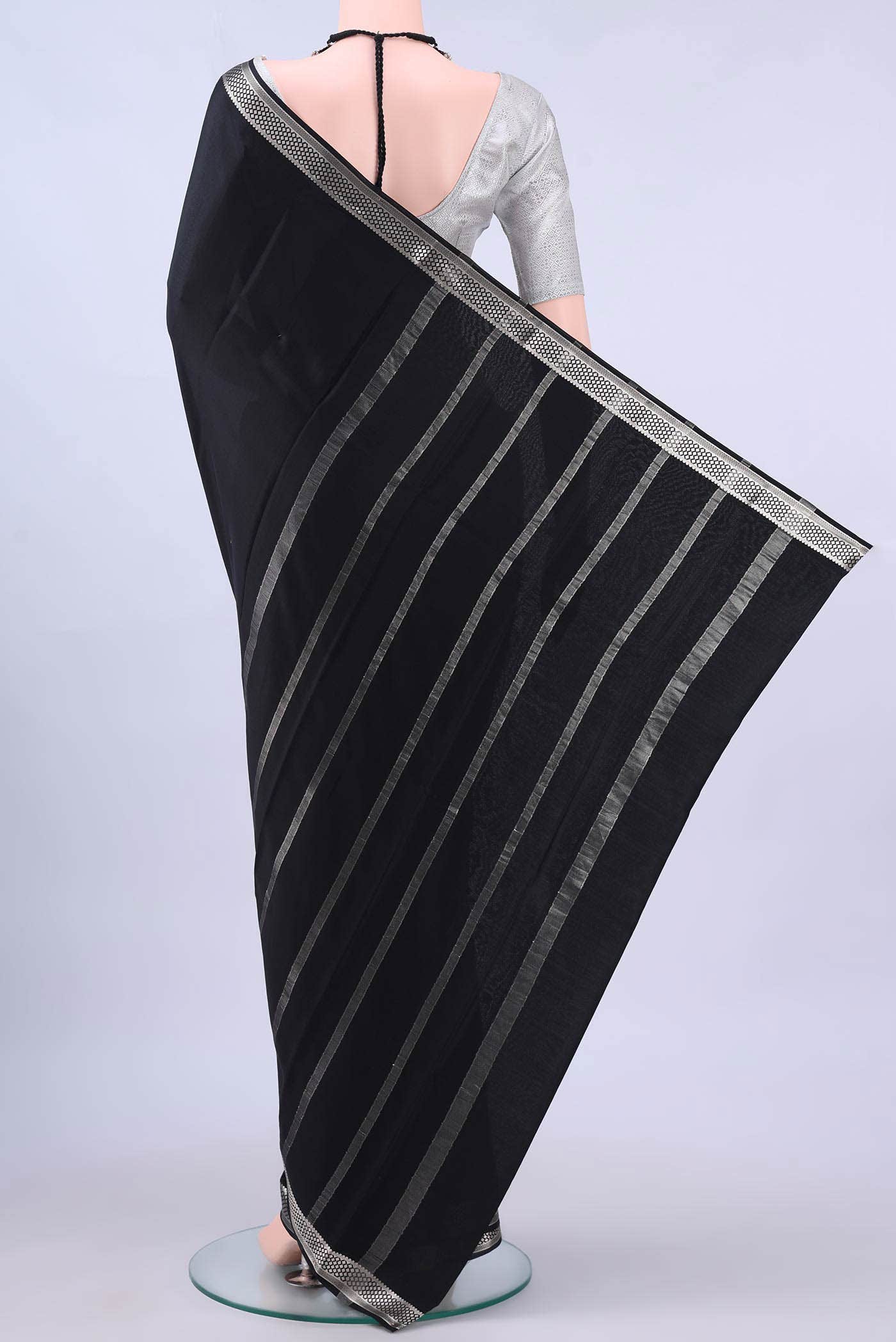 Black Dual Tone Mysore Crepe Saree