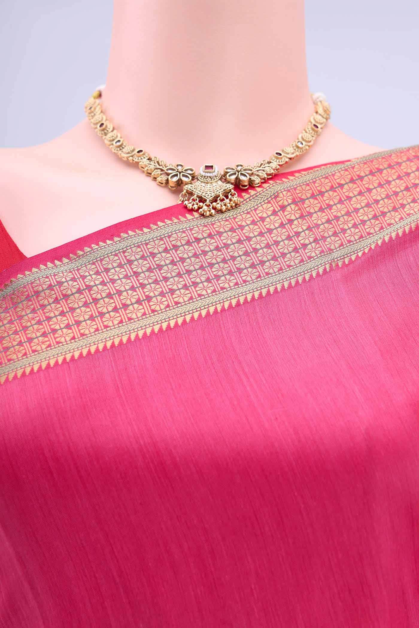 Imperial Pink Maheshwari Silk Cotton Saree