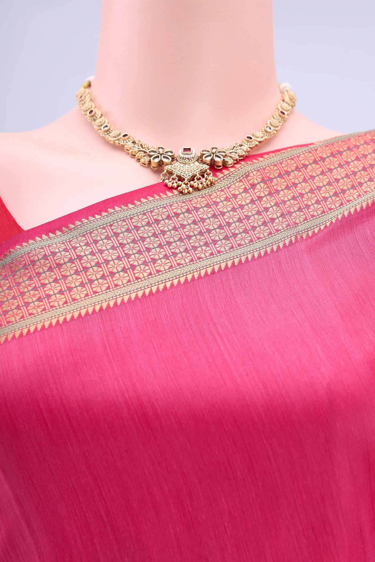 Imperial Pink Maheshwari Silk Cotton Saree