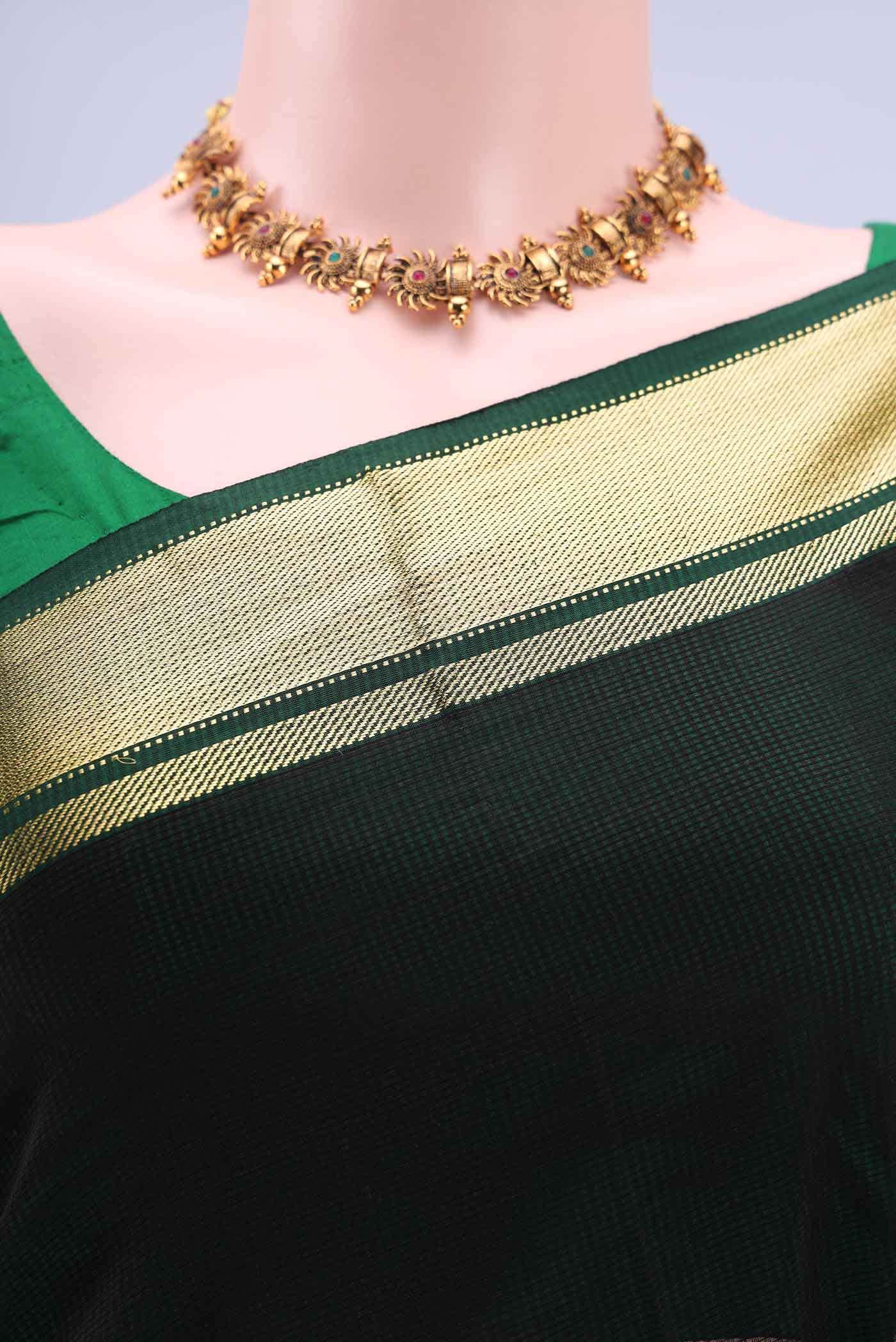 Black Maheshwari Silk Cotton Saree
