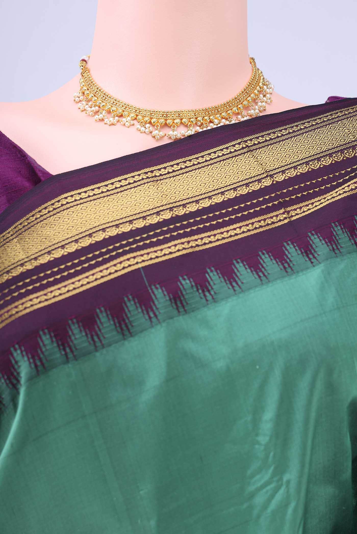 Pickle Green Blended Bangalore Silk - kadyal Saree