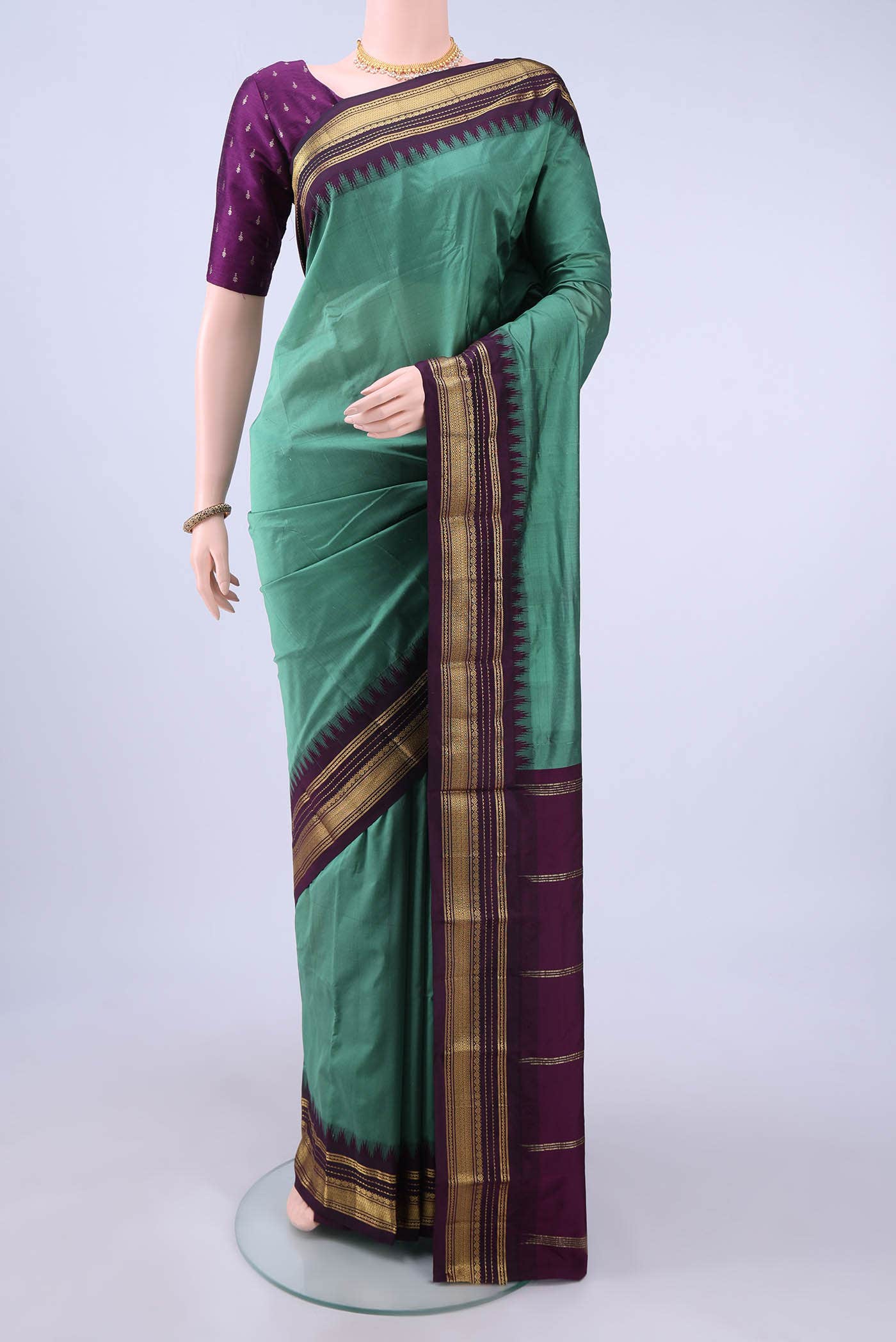 Pickle Green Blended Bangalore Silk - kadyal Saree