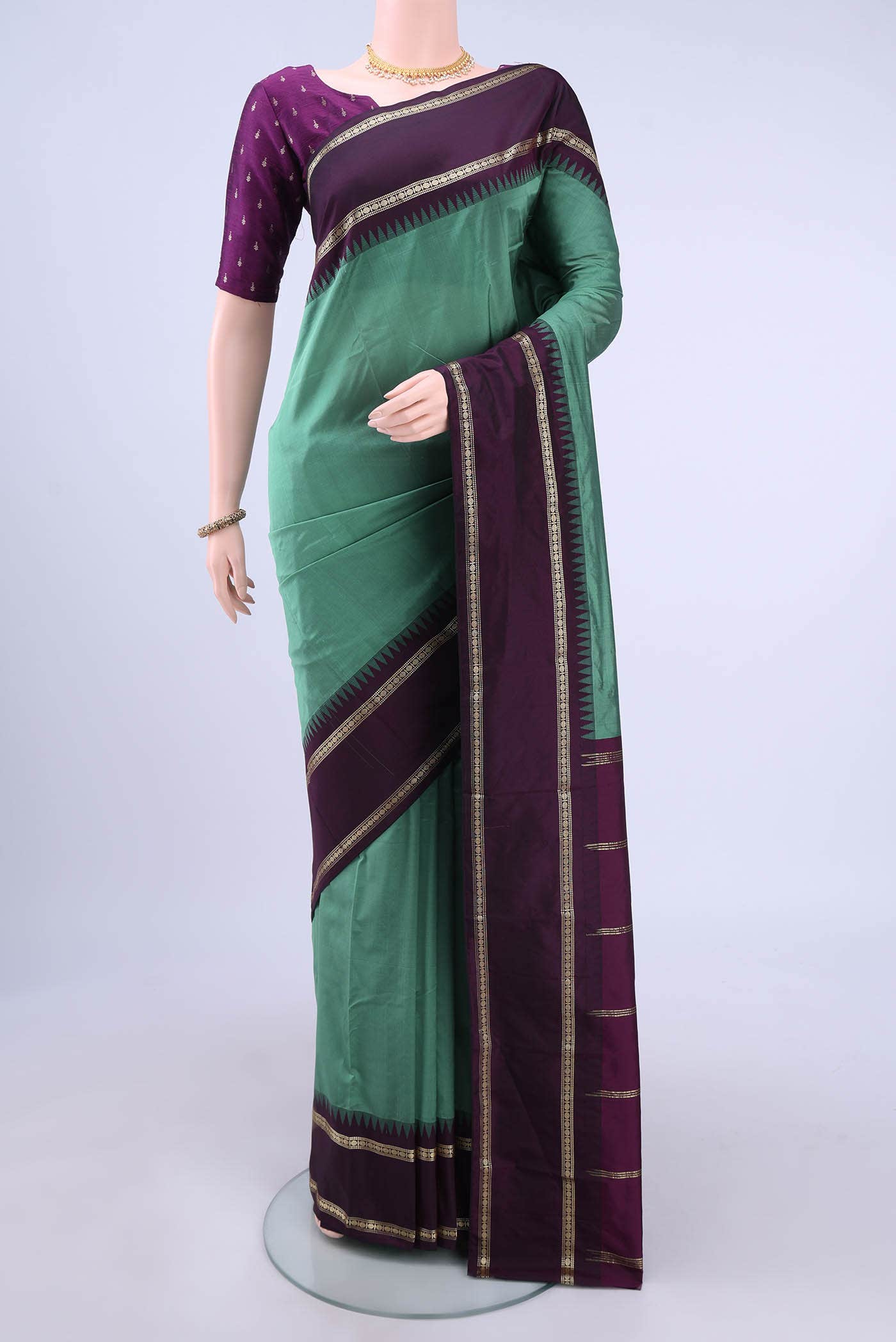 Pickle Green Blended Bangalore Silk - kadyal Saree