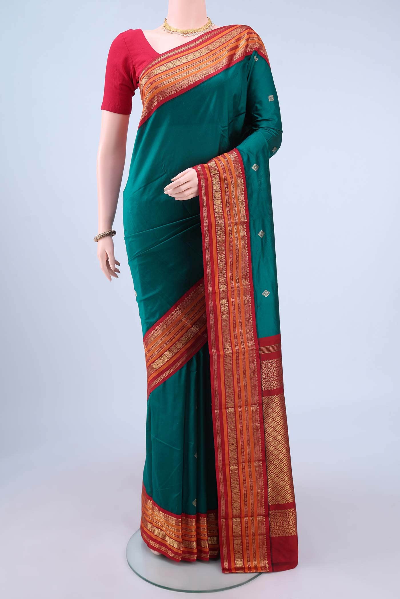 Peacock Blue Blended Bangalore Silk - kadyal Saree