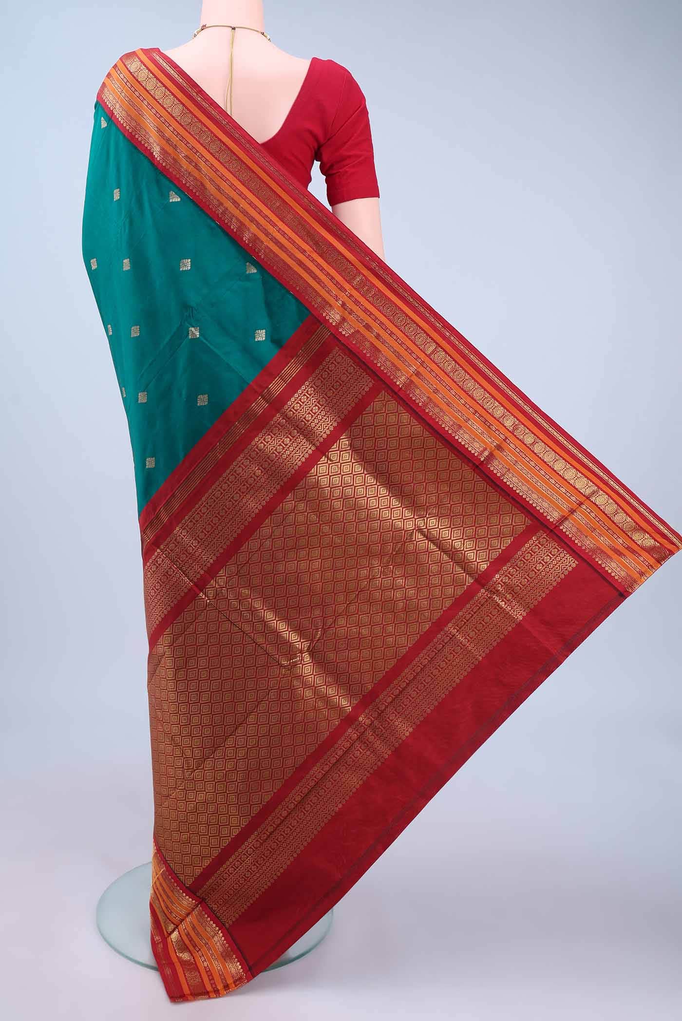 Peacock Blue Blended Bangalore Silk - kadyal Saree
