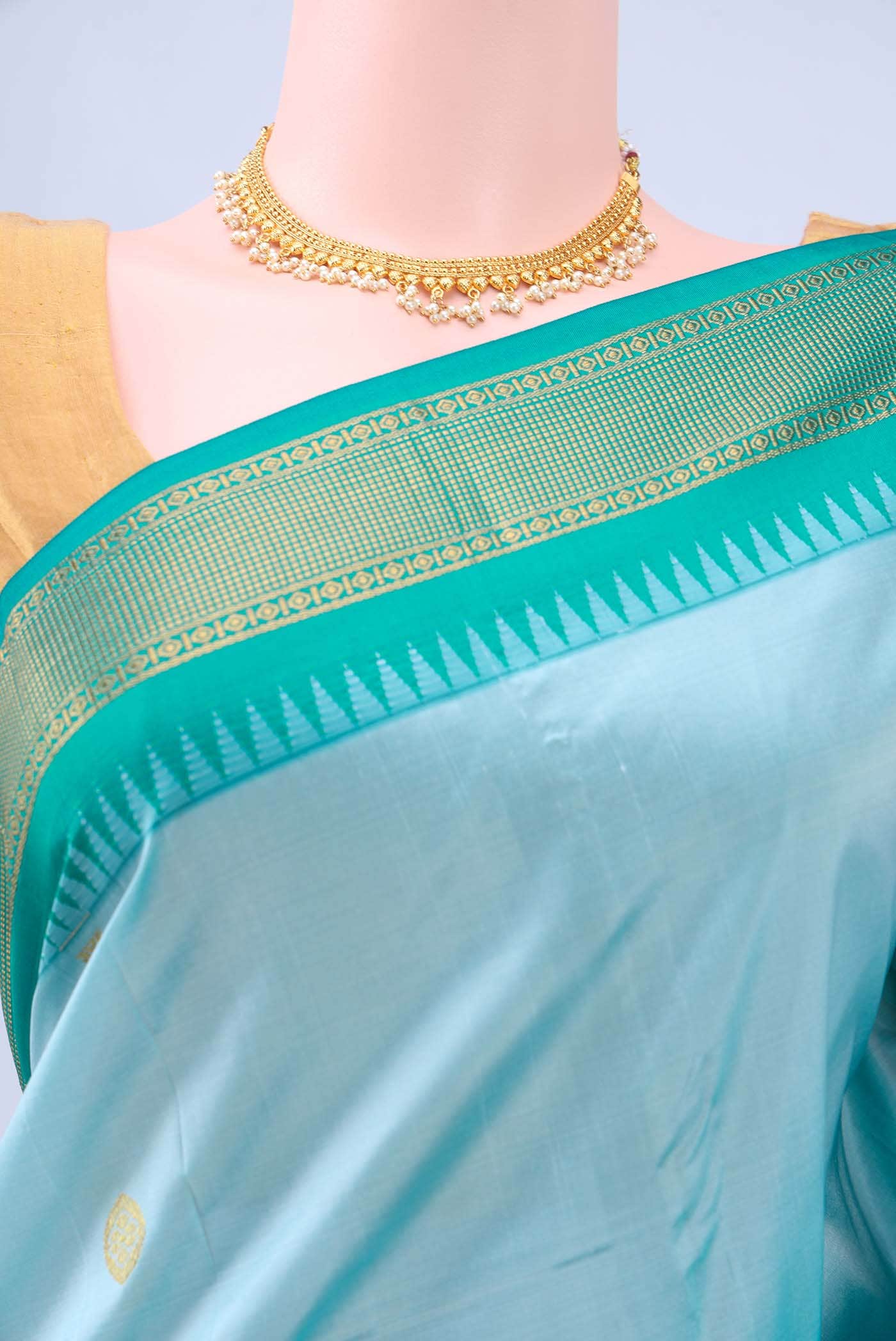 Sky Blue Blended Bangalore Silk - kadyal Saree
