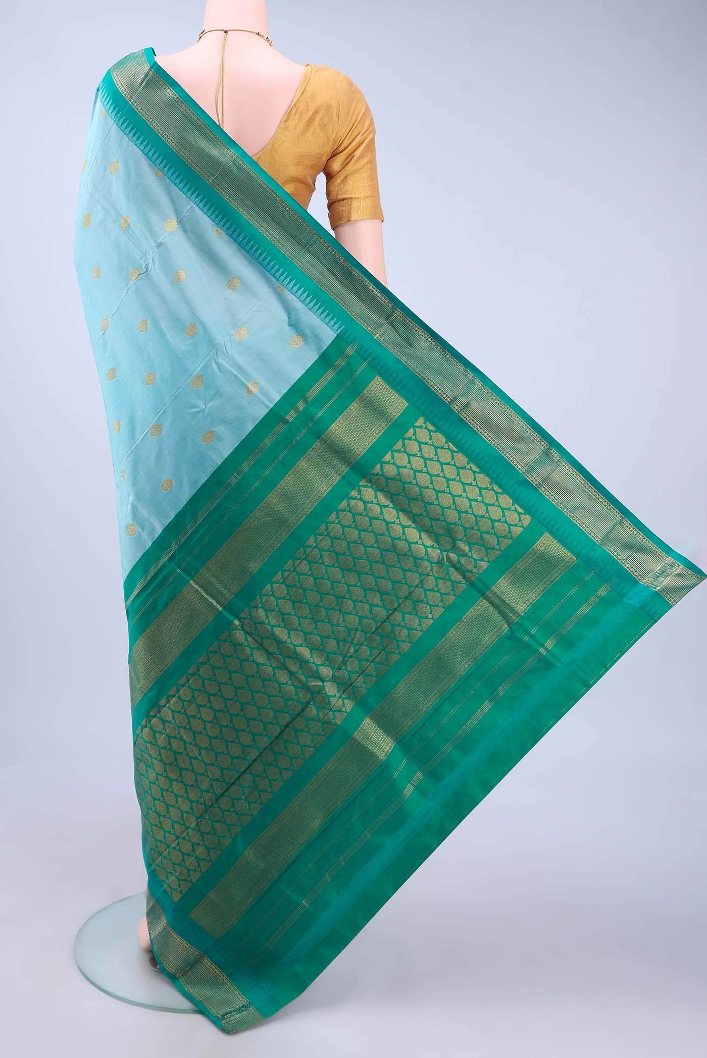 Sky Blue Blended Bangalore Silk - kadyal Saree
