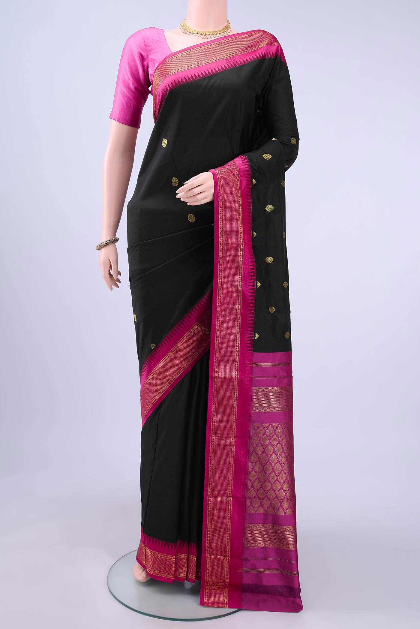 Black Blended Bangalore Silk - kadyal Saree