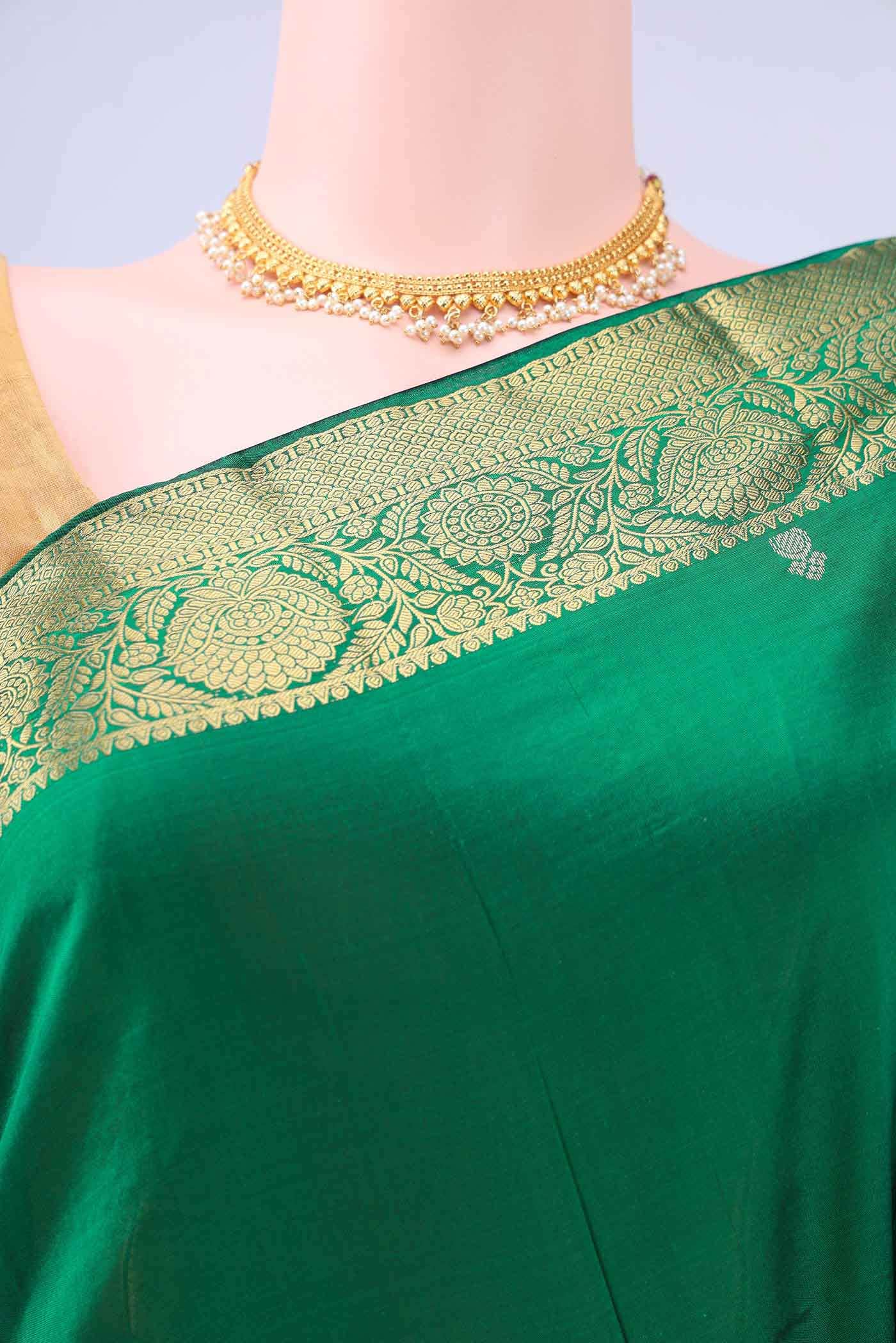 Bottle Green Blended Bangalore Silk - kadyal Saree
