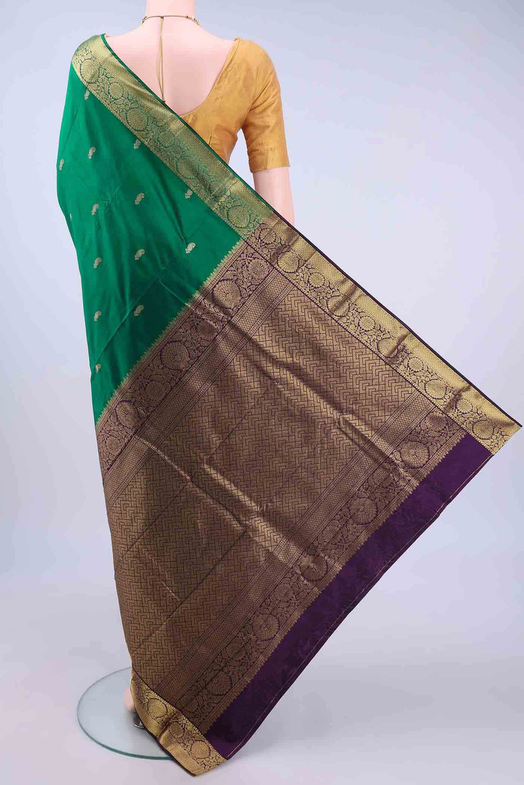 Bottle Green Blended Bangalore Silk - kadyal Saree