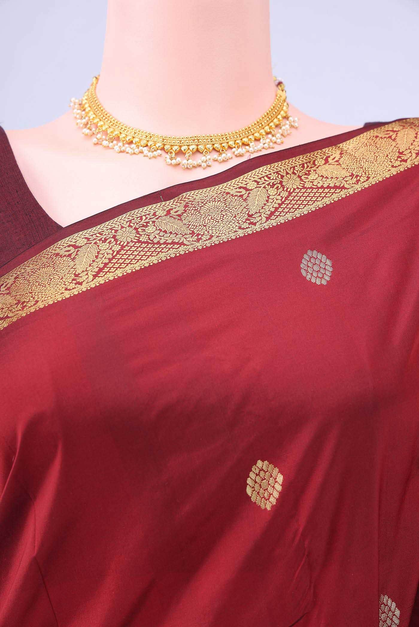 Maroon Blended Bangalore Silk - kadyal Saree