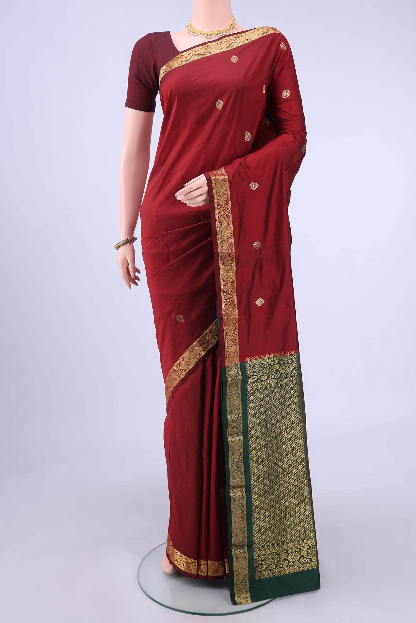 Maroon Blended Bangalore Silk - kadyal Saree