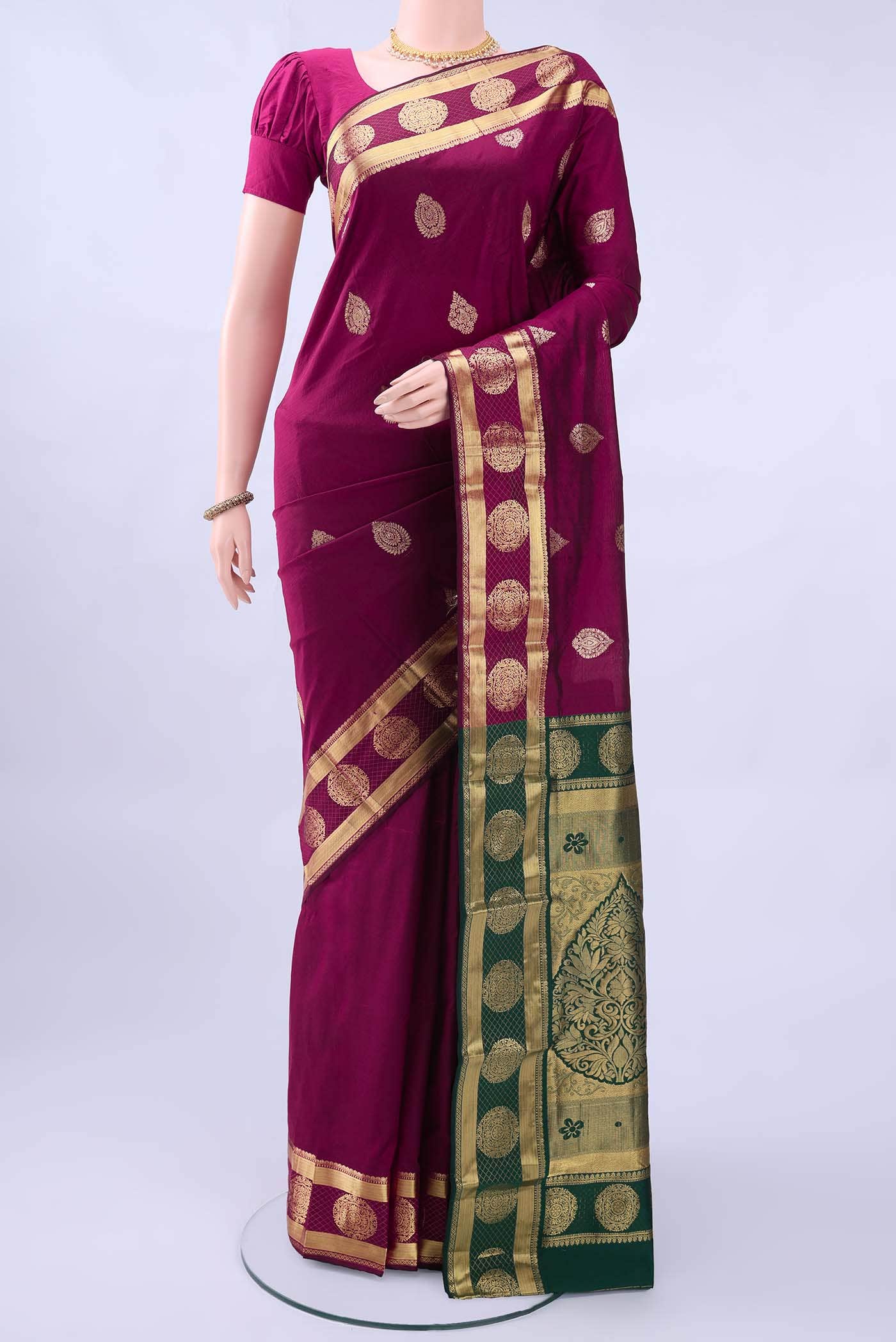 Rani Pink Blended Bangalore Silk - kadyal Saree