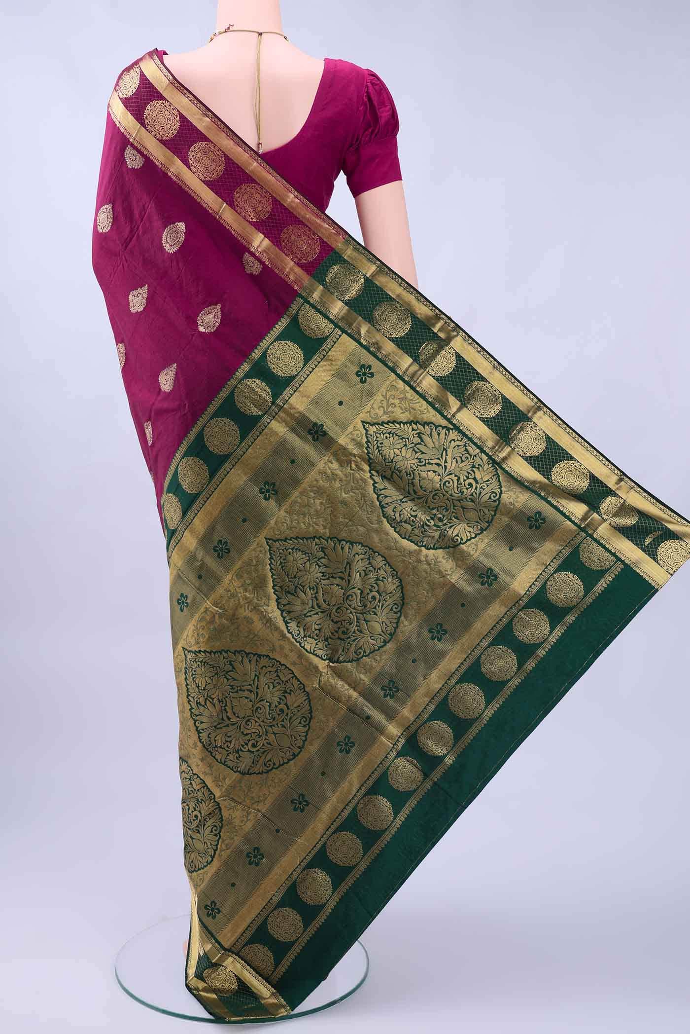 Rani Pink Blended Bangalore Silk - kadyal Saree