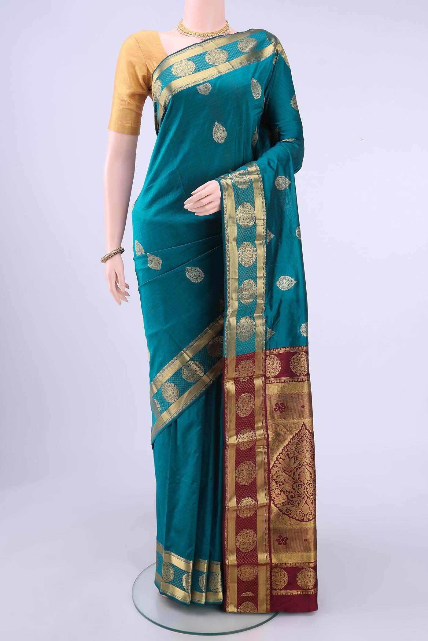 Dark Blue Blended Bangalore Silk - kadyal Saree