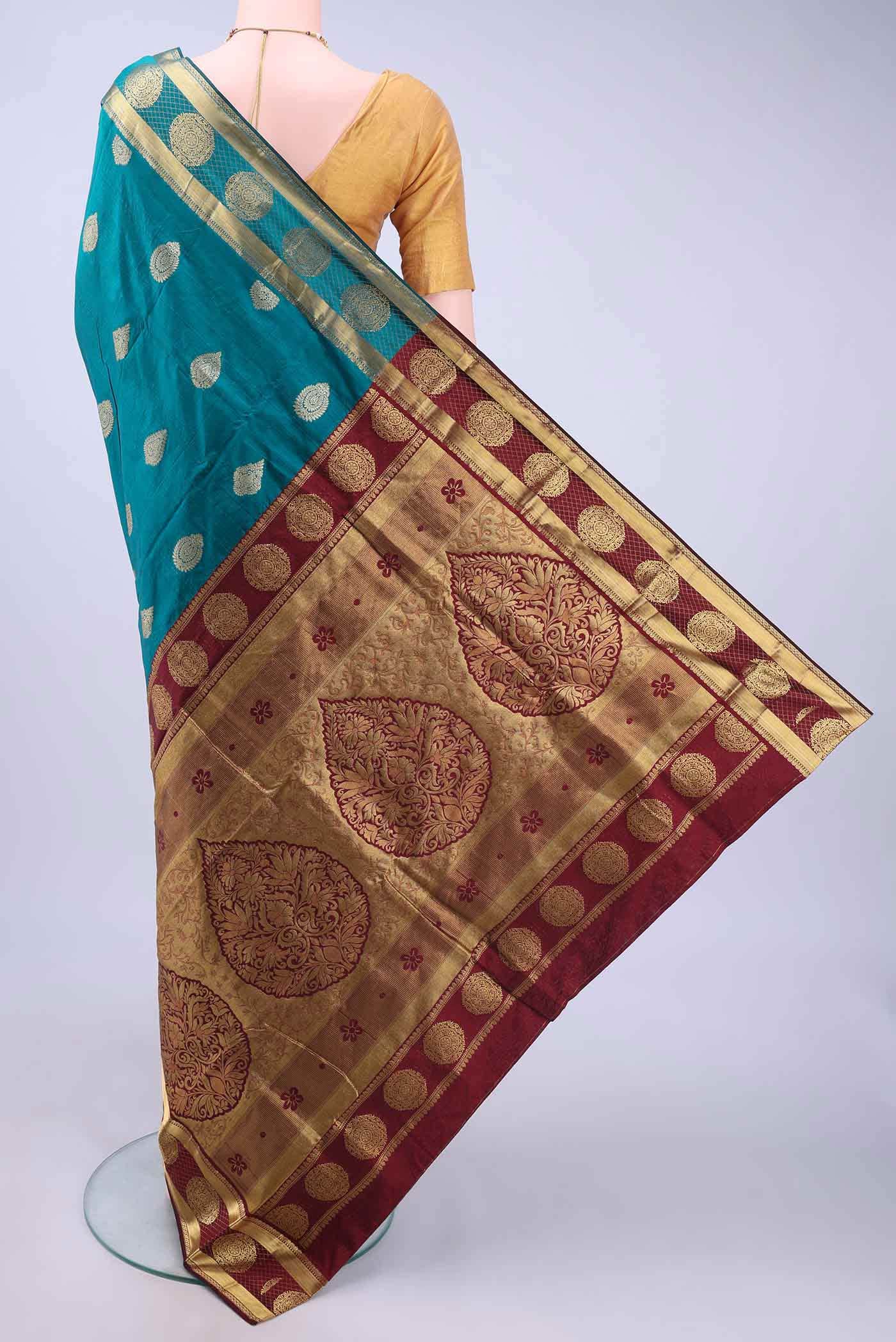 Dark Blue Blended Bangalore Silk - kadyal Saree