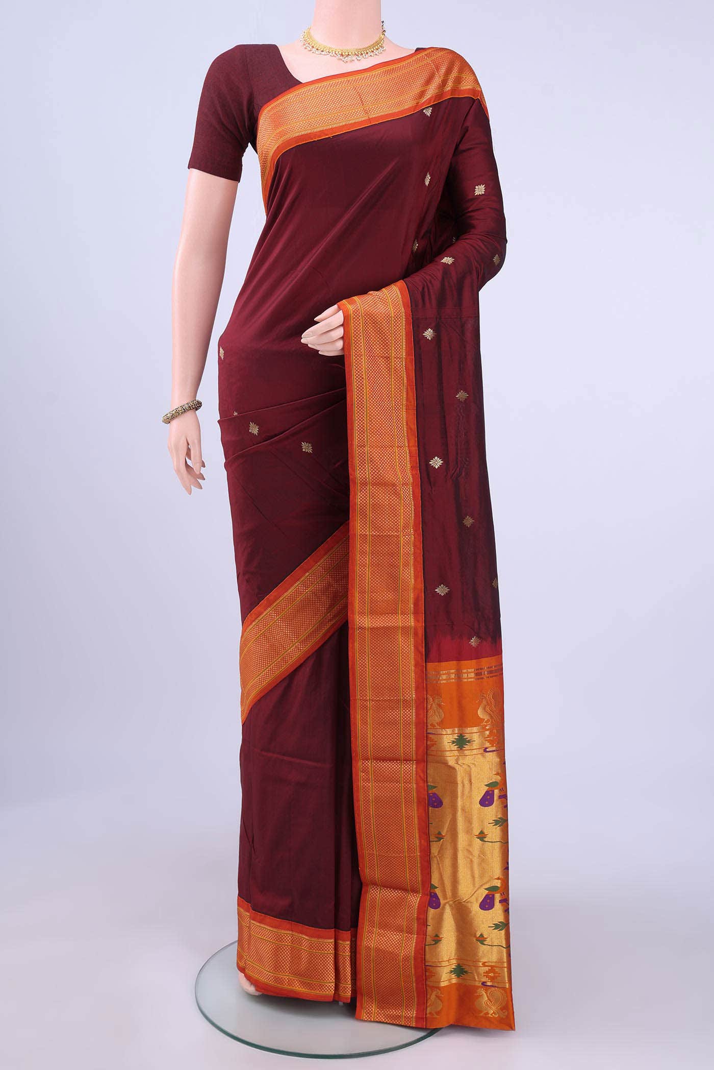 Maroon Blended Bangalore Silk - kadyal Saree