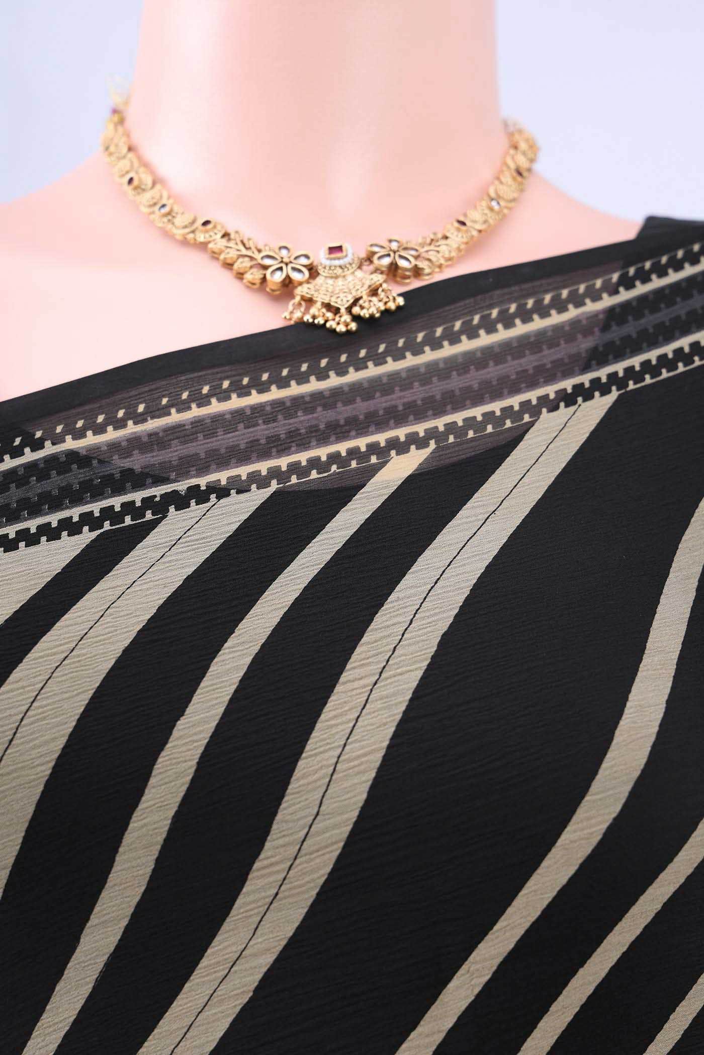 Black Mysore Chiffon Saree