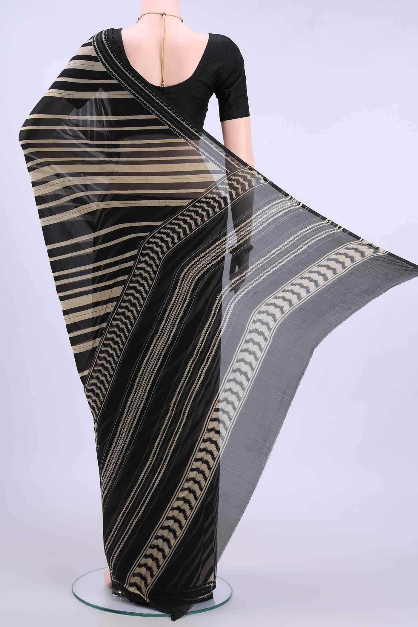 Black Mysore Chiffon Saree