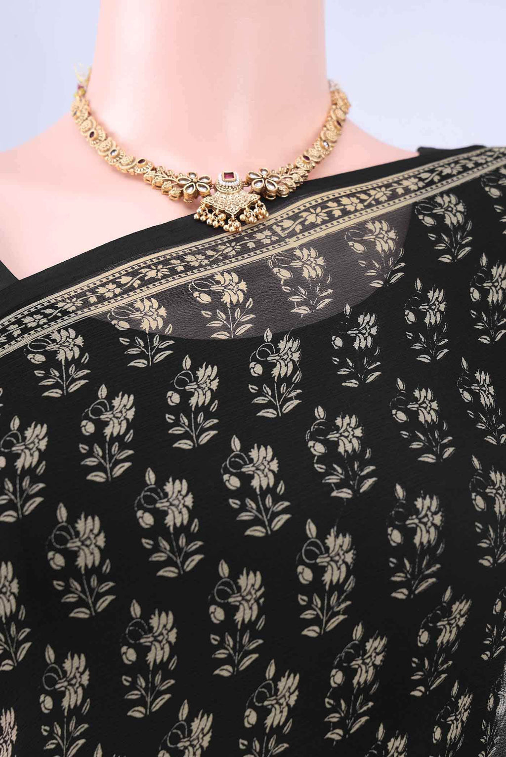 Black Mysore Chiffon Saree