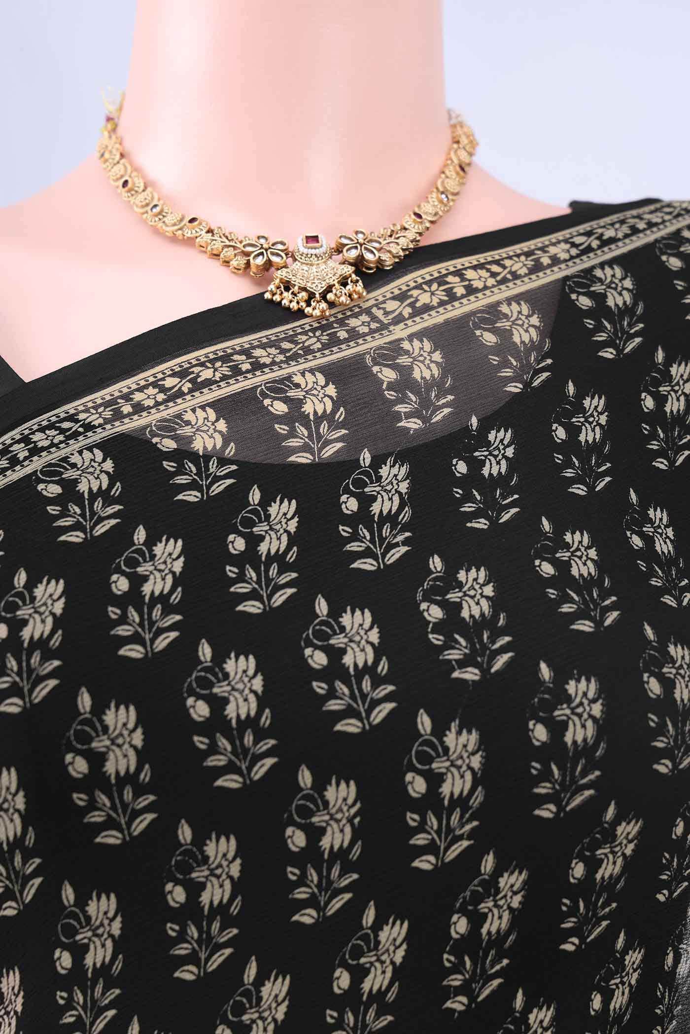Black Mysore Chiffon Saree
