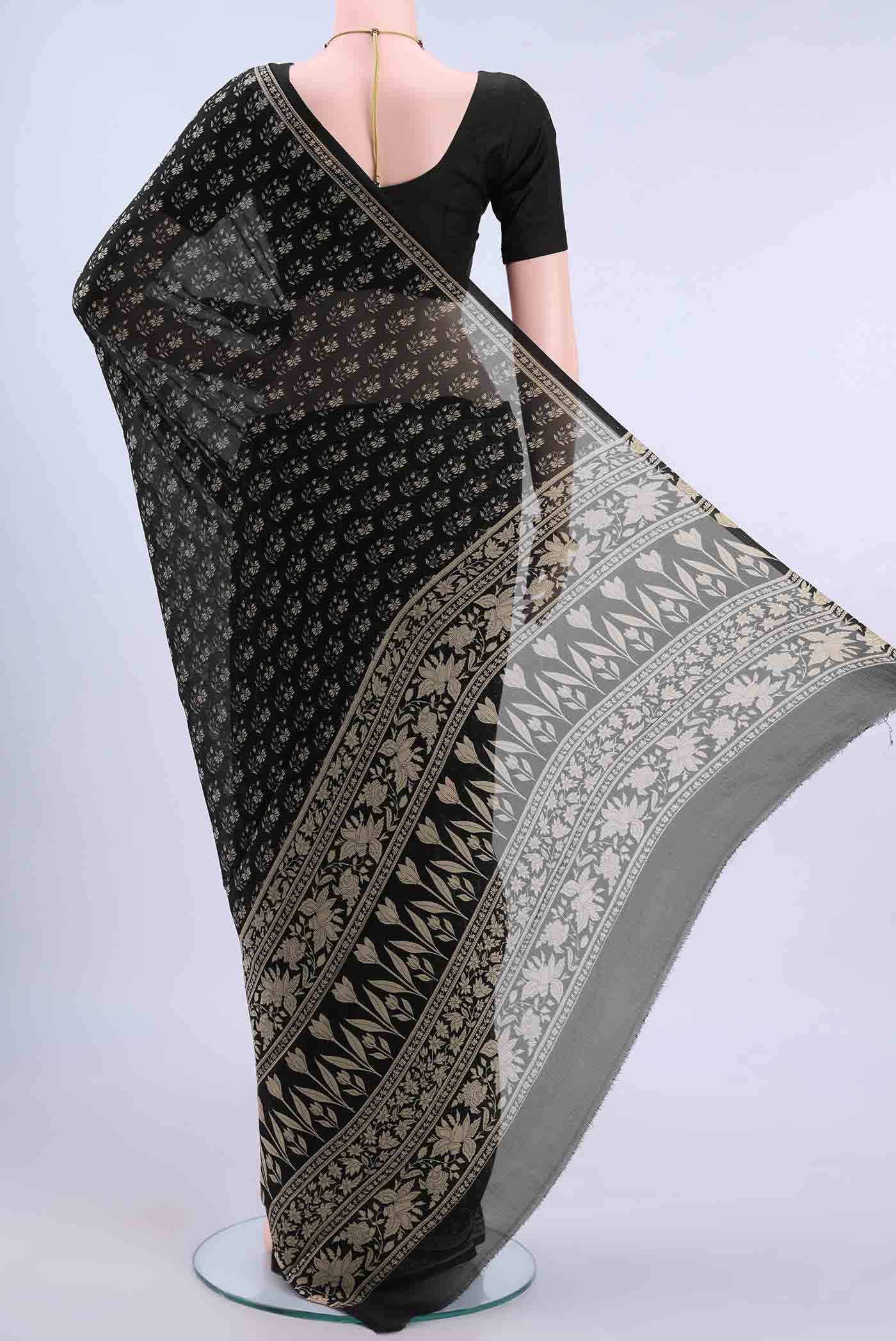 Black Mysore Chiffon Saree