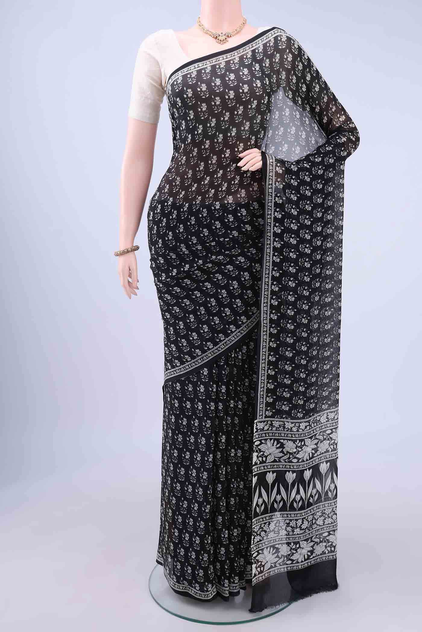Black Chiffon Saree