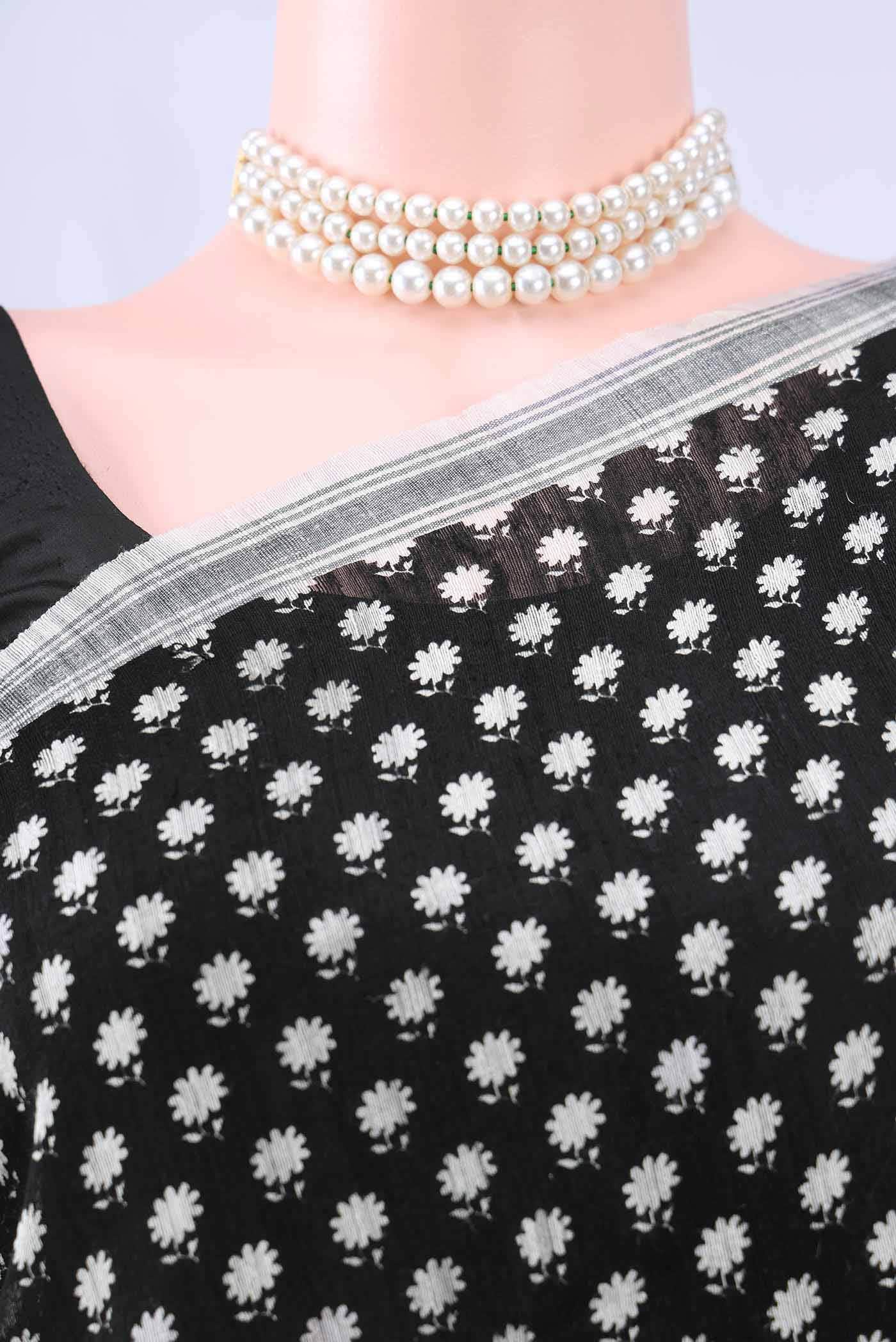 Black Tussar Silk Saree