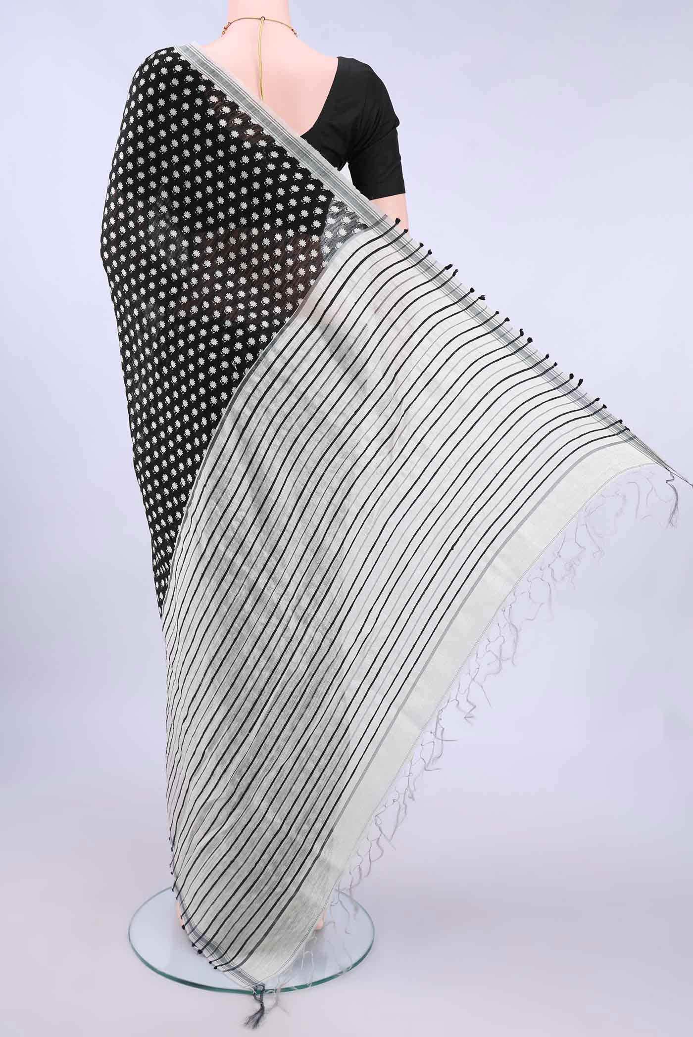 Black Tussar Silk Saree