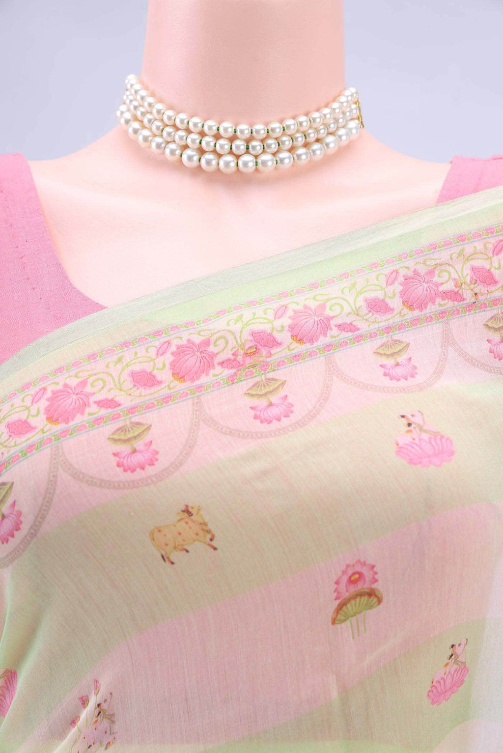 Light Green Blended Chanderi Silk Saree
