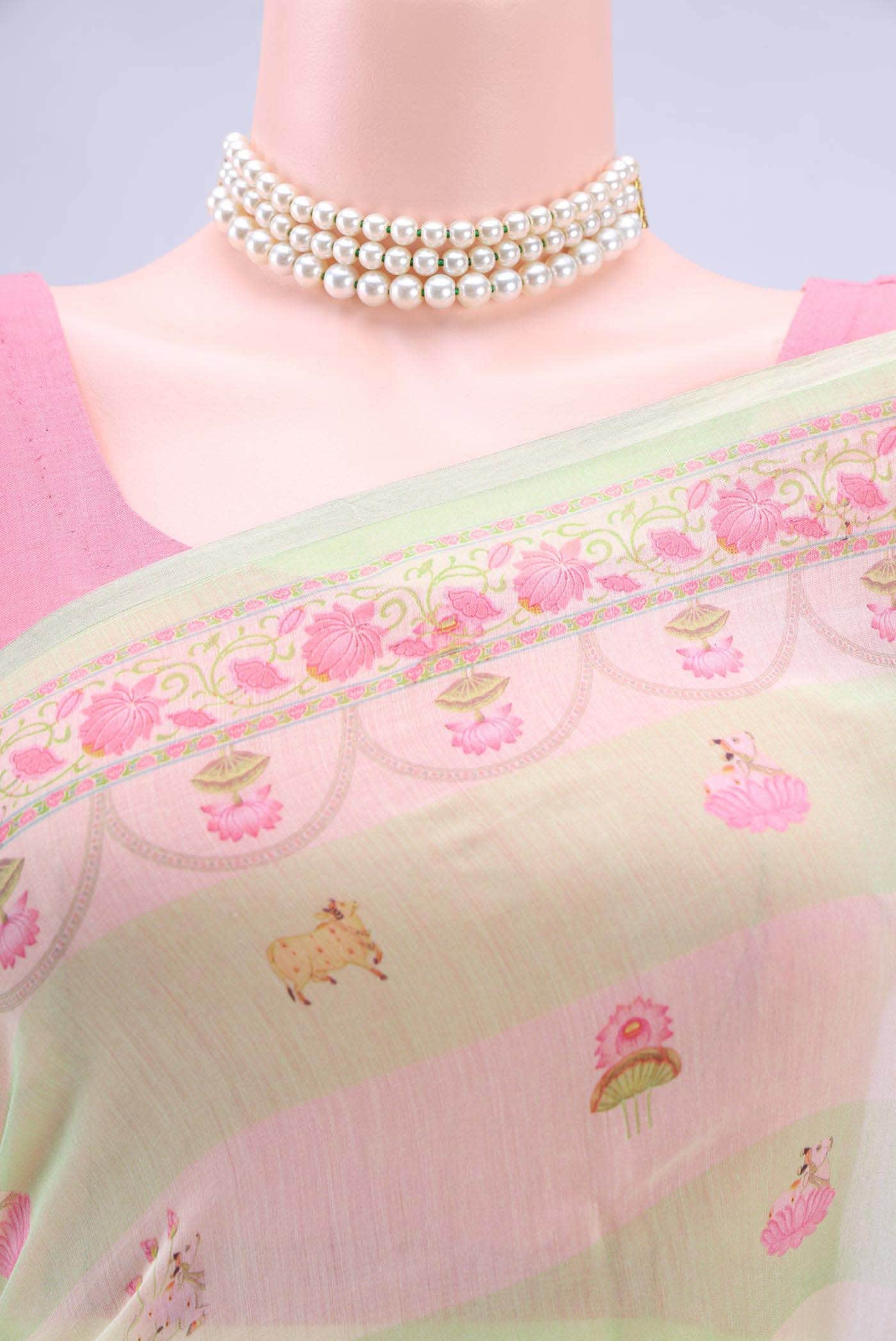 Light Green Blended Chanderi Silk Saree