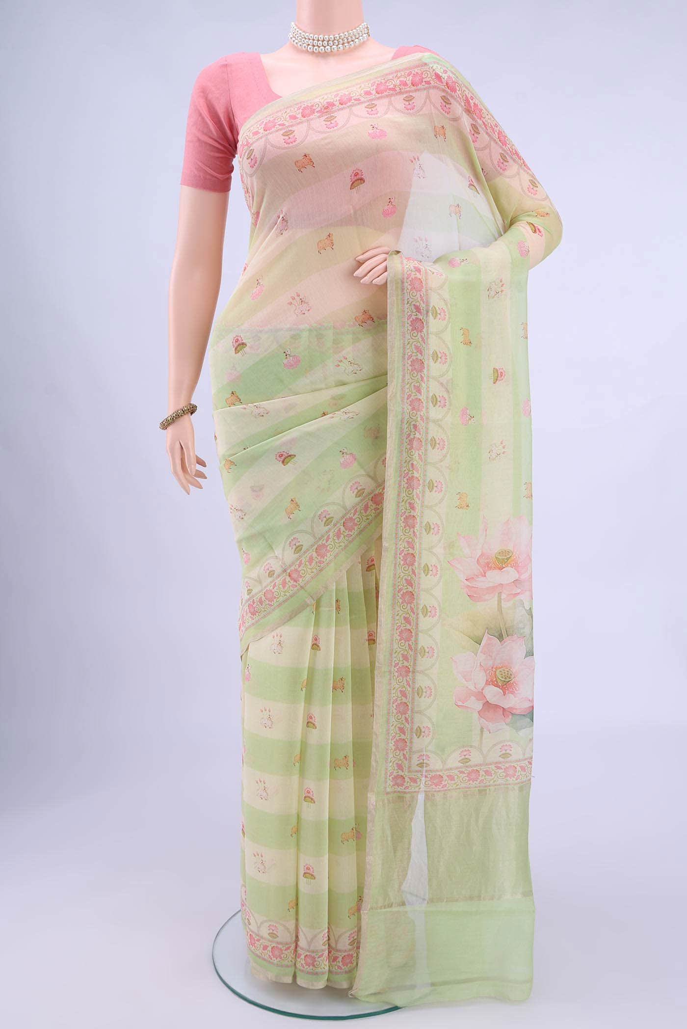 Light Green Blended Chanderi Silk Saree