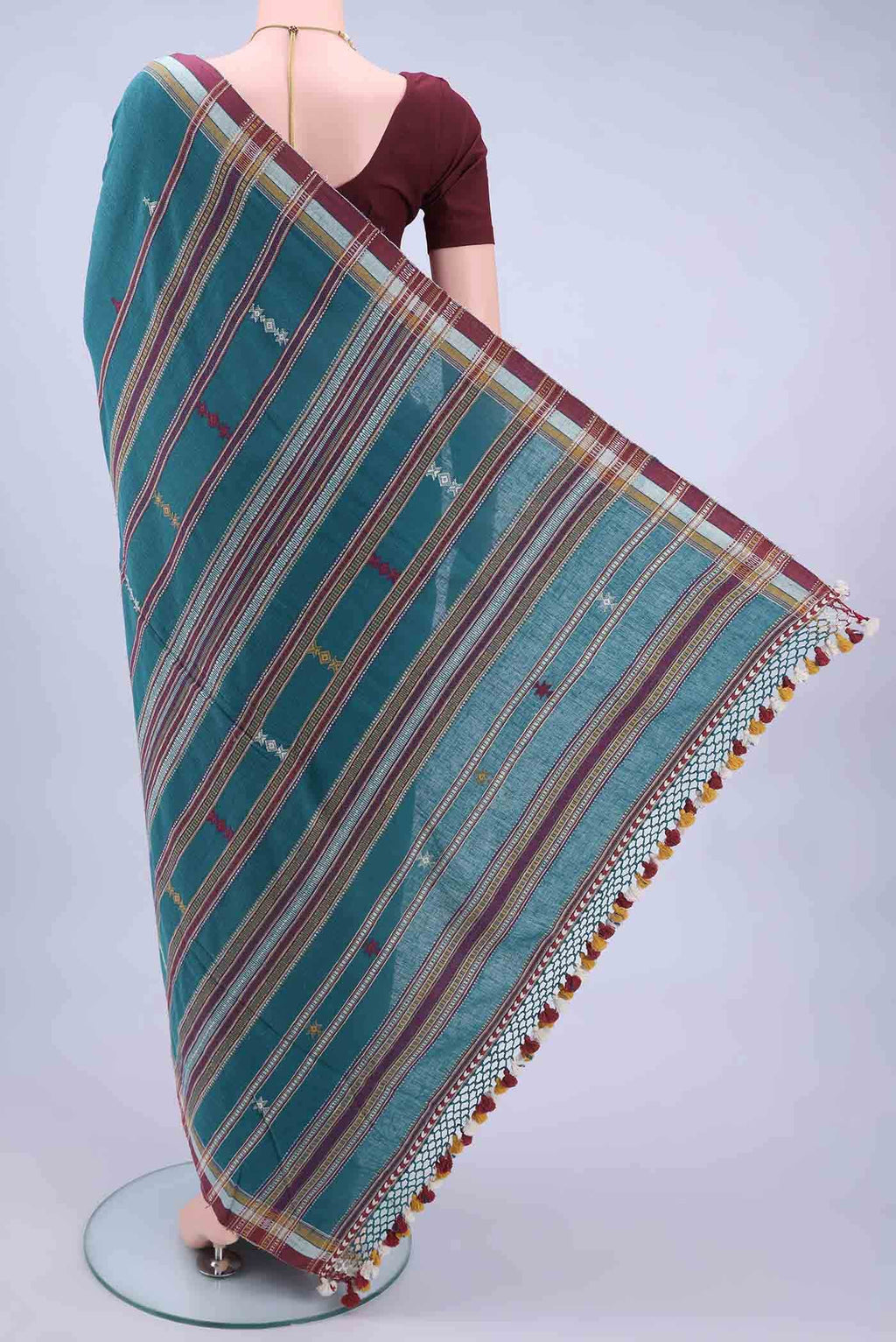 Blue Khadi Cotton Saree