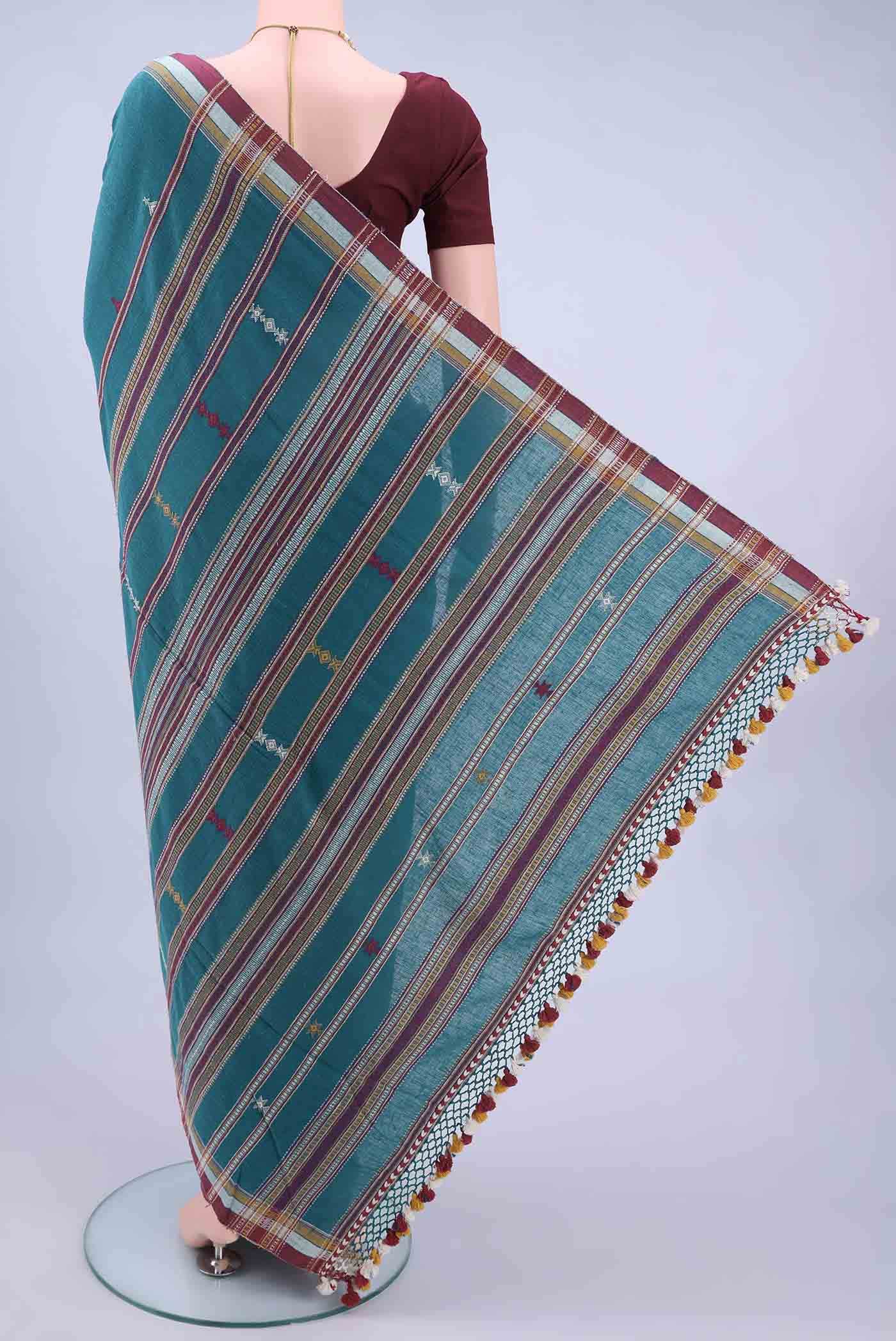 Blue Khadi Cotton Saree