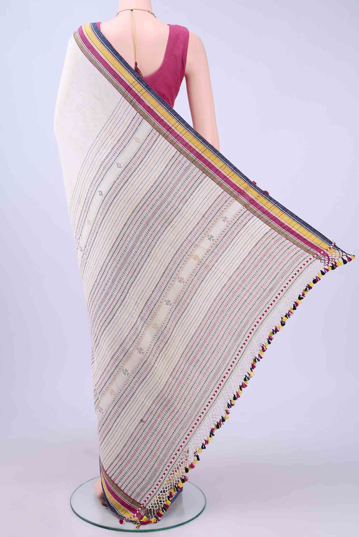 Off White Khadi Cotton Saree