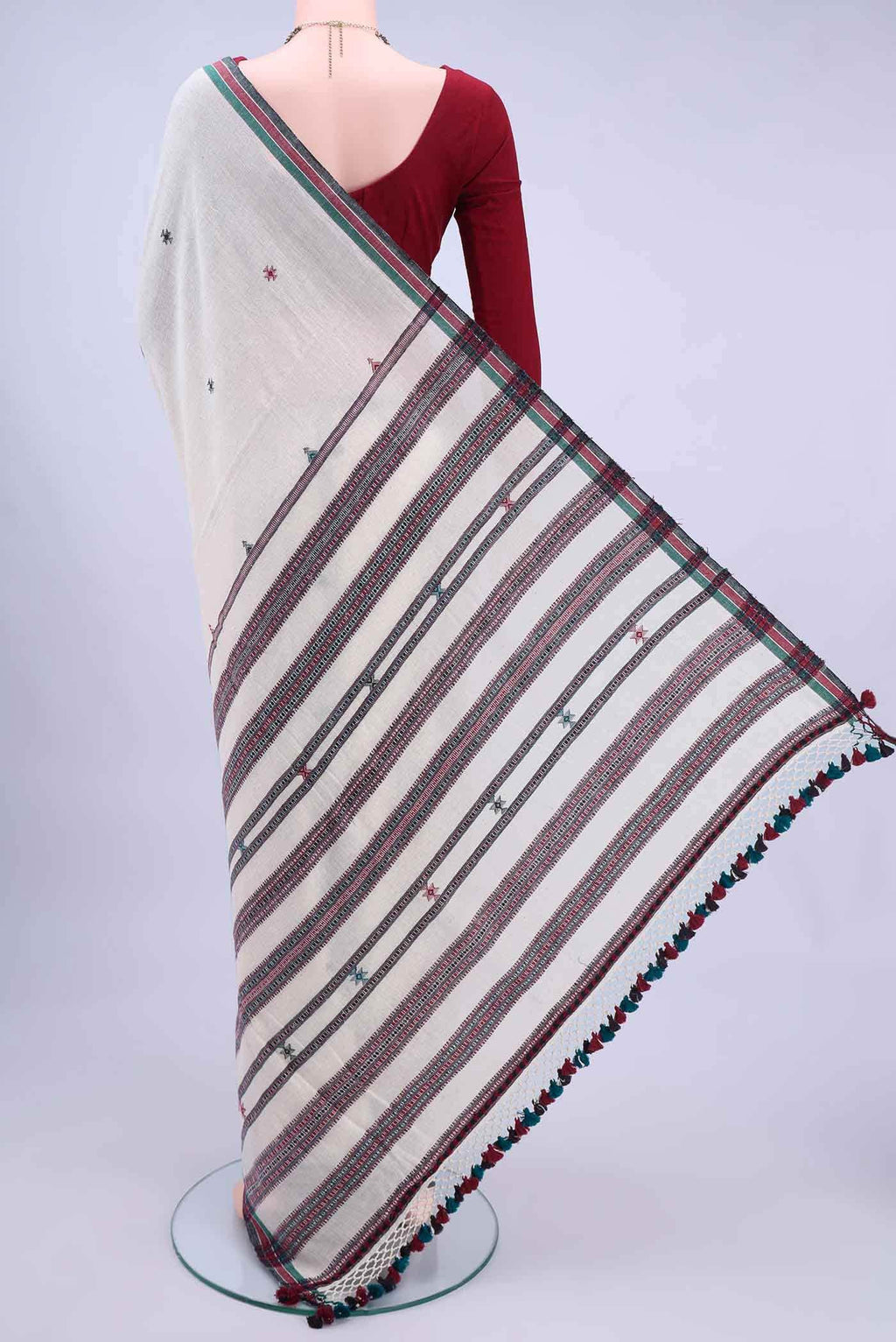 Off White Khadi Cotton Saree