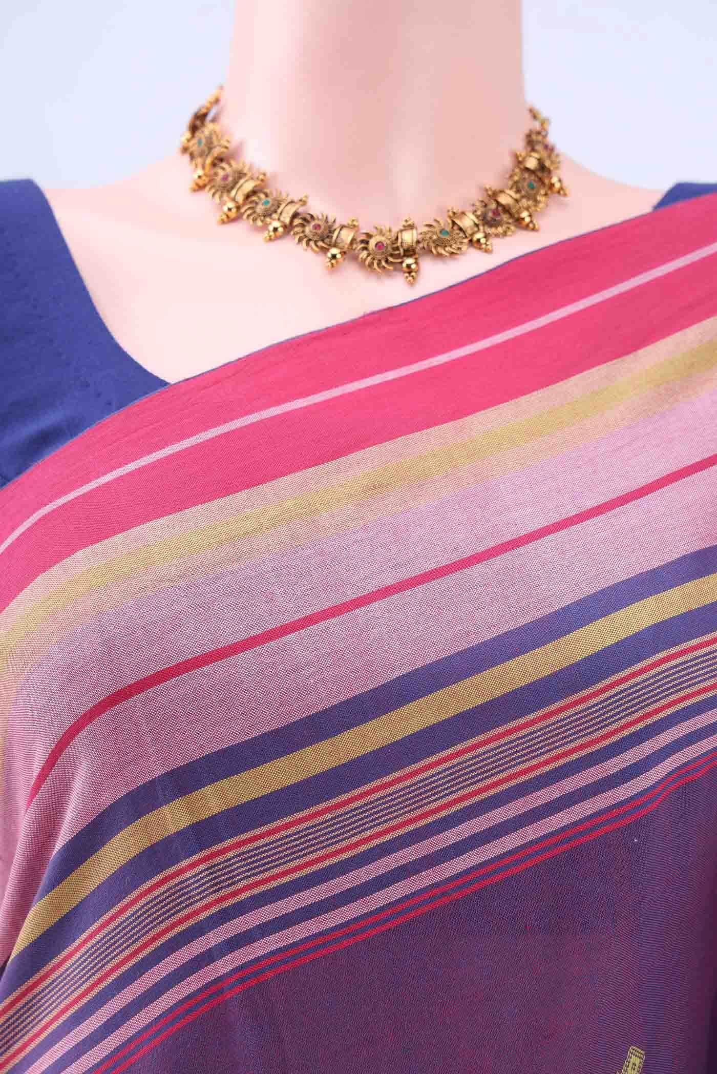 Light Magenta Khadi Cotton Saree