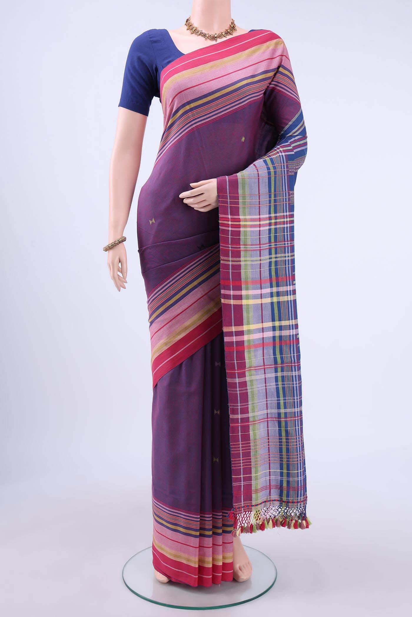 Light Magenta Khadi Cotton Saree