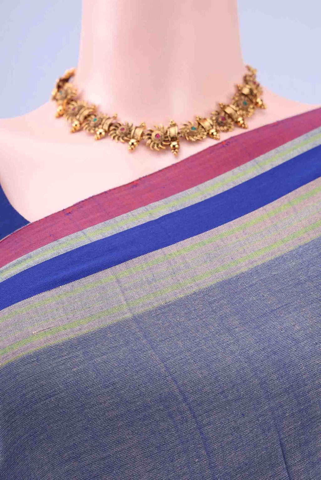 Blue Khadi Cotton Saree