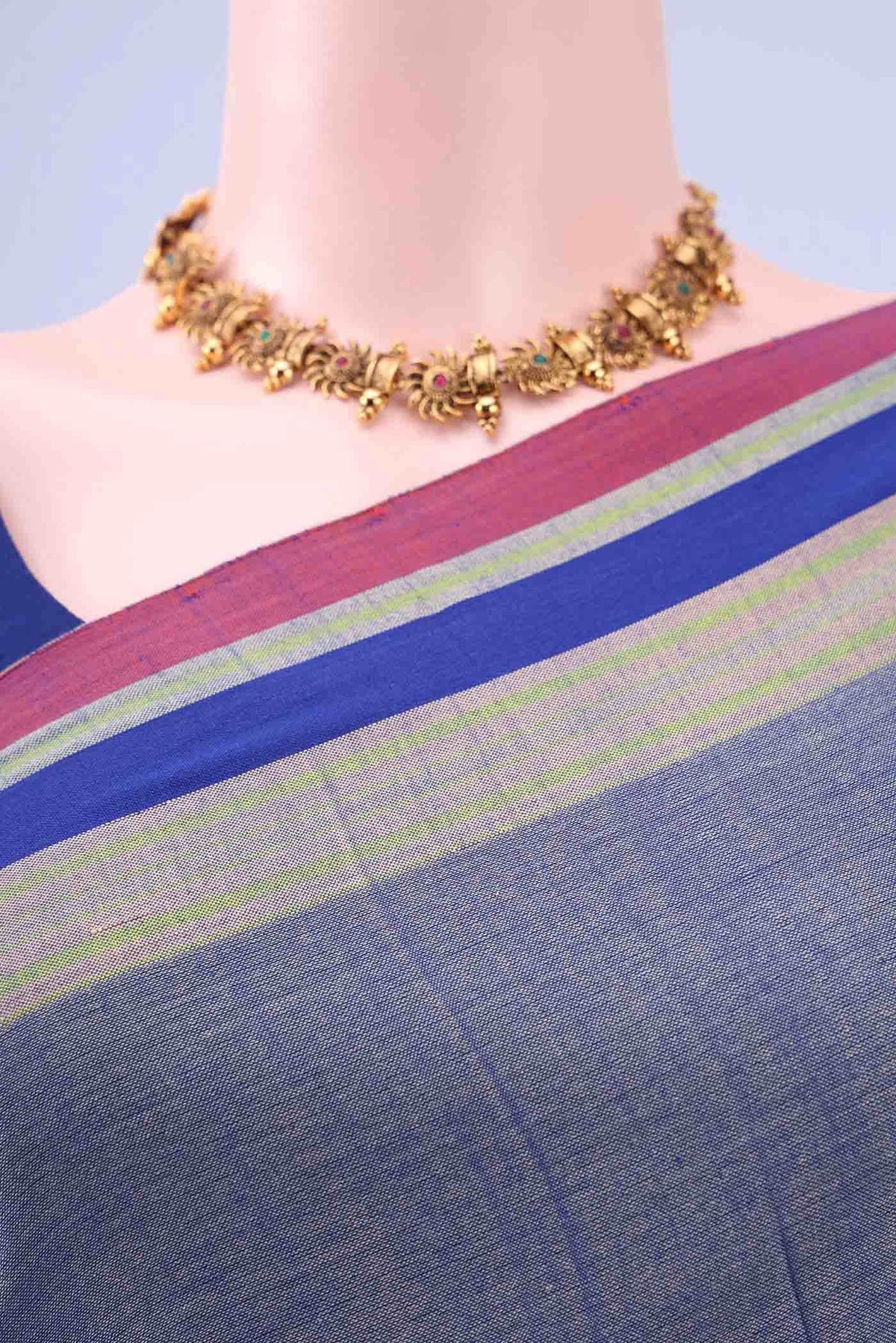 Blue Khadi Cotton Saree