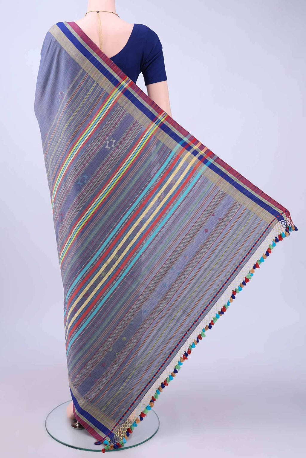 Blue Khadi Cotton Saree