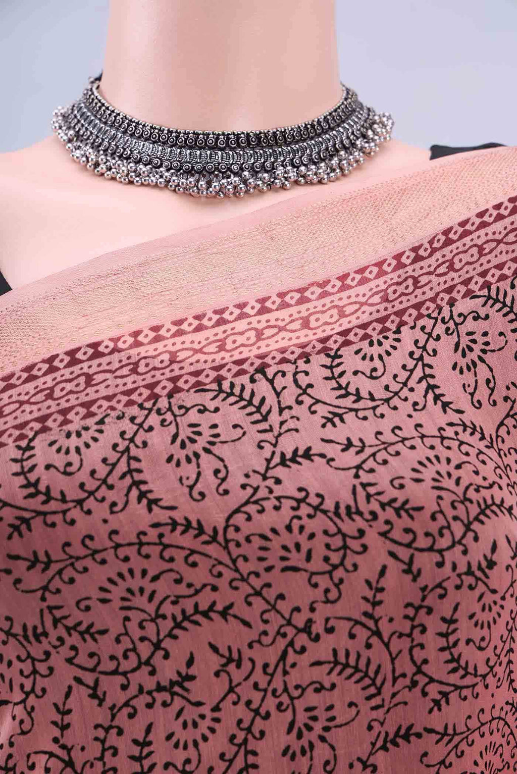 Peach Maheshwari Silk Saree