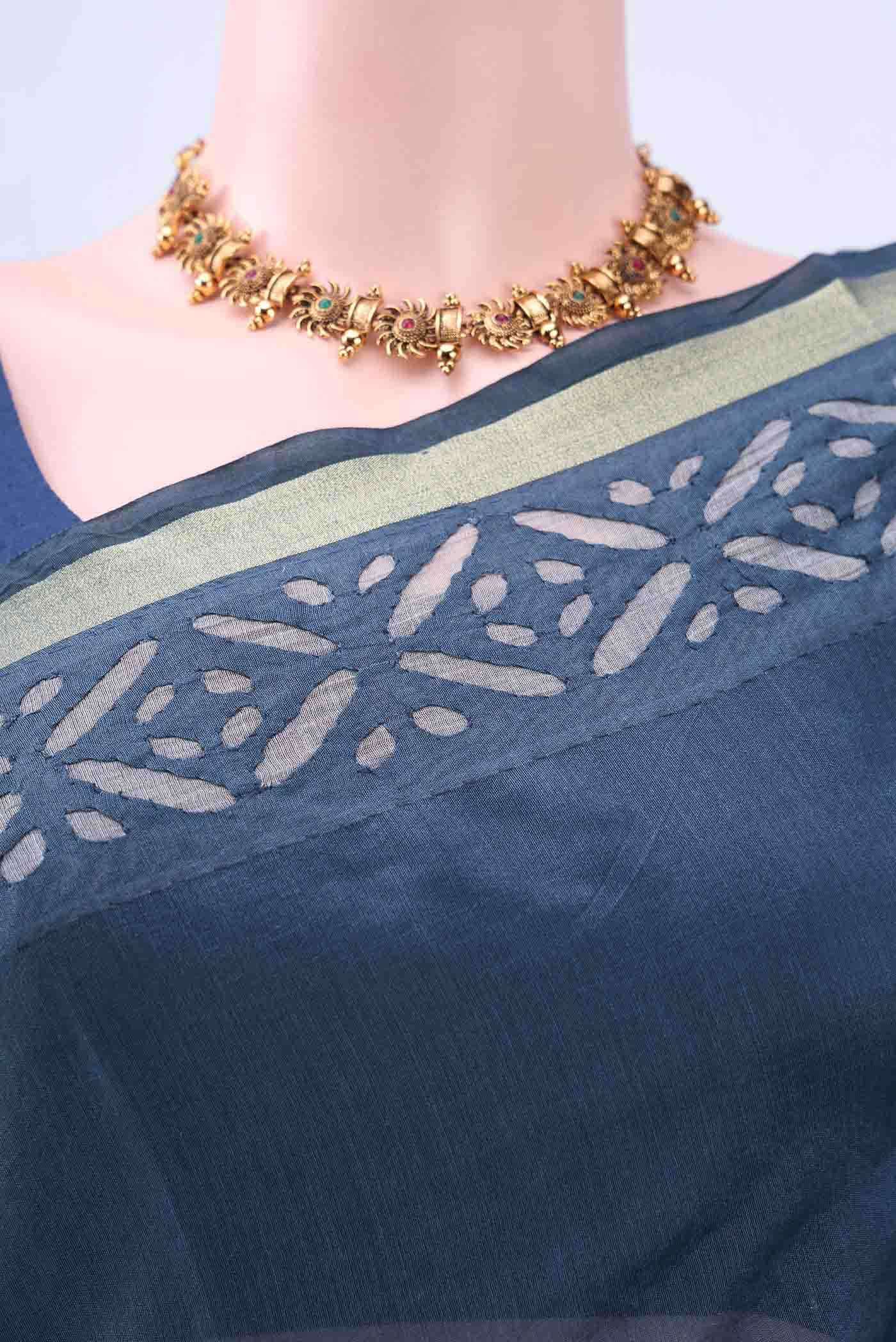 Blue Chanderi Silk Saree