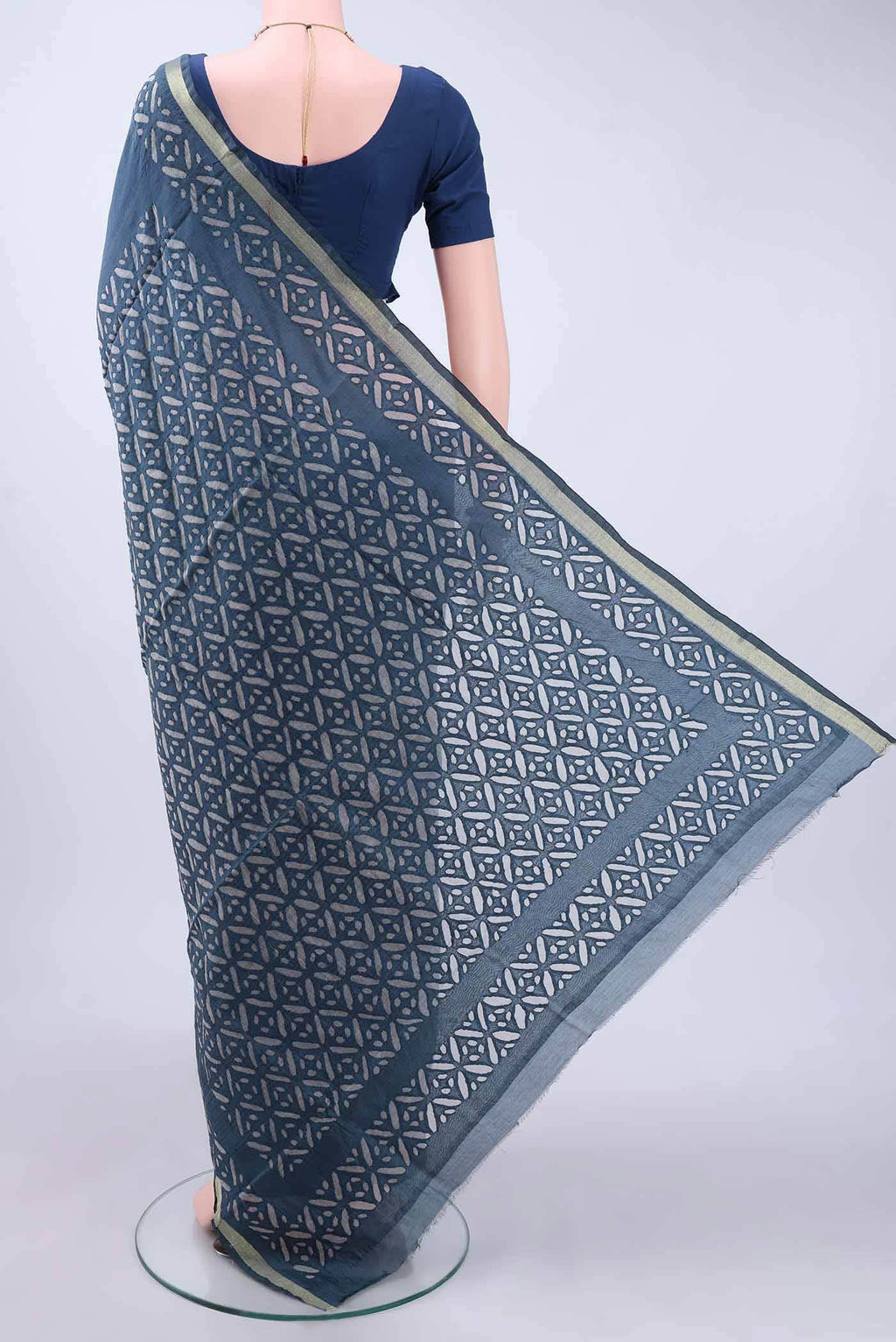 Blue Chanderi Silk Saree