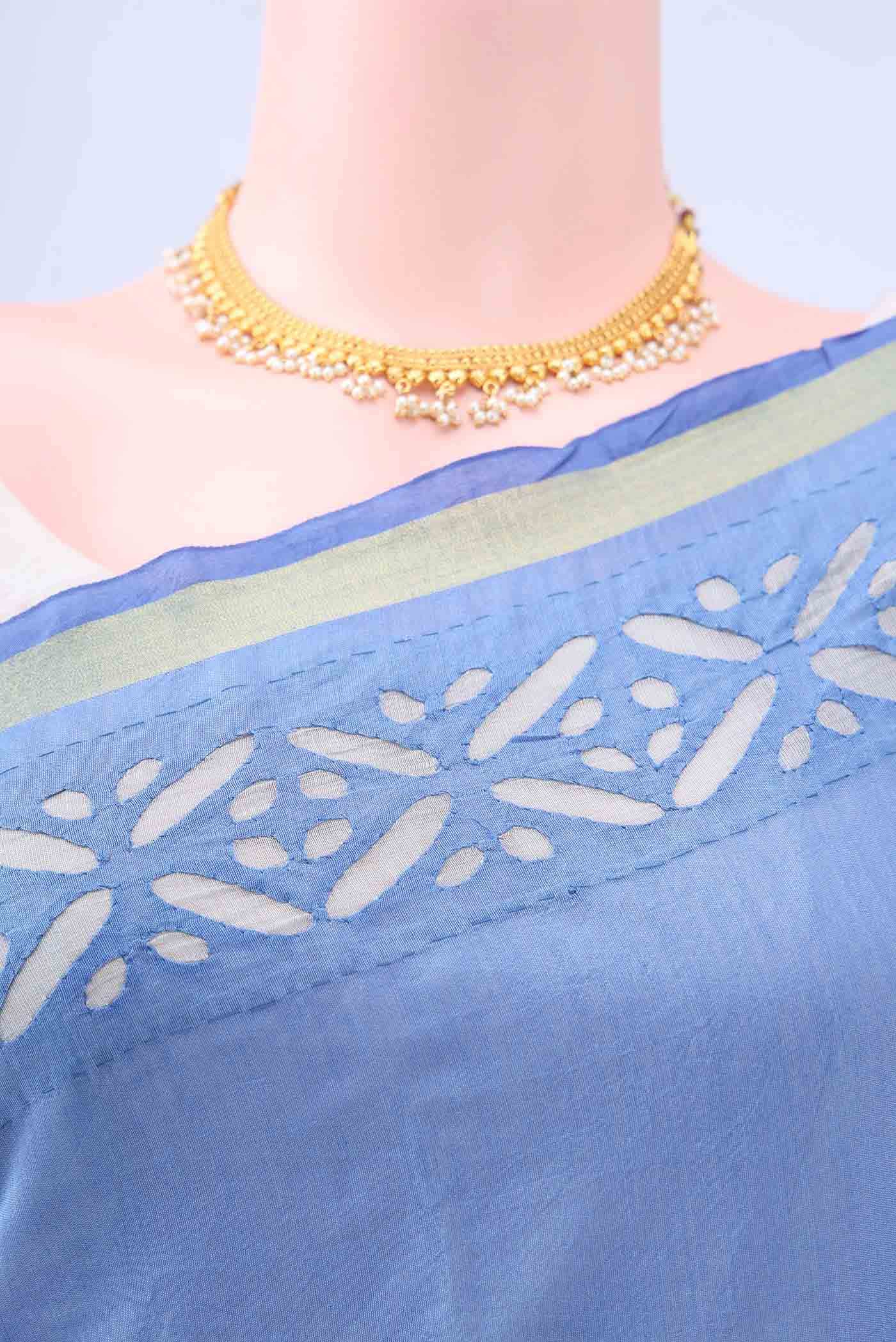 Blue Chanderi Silk Saree