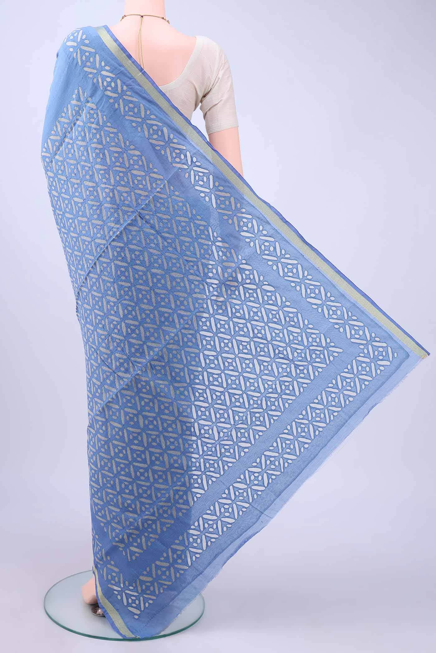 Blue Chanderi Silk Saree