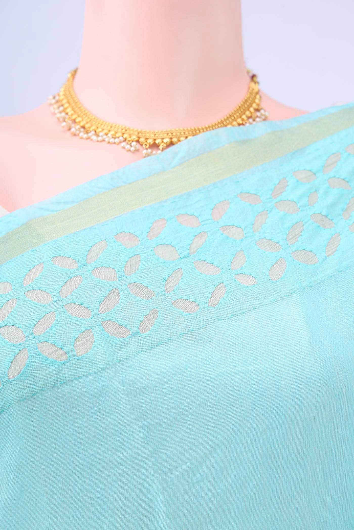 Blue Chanderi Silk Saree