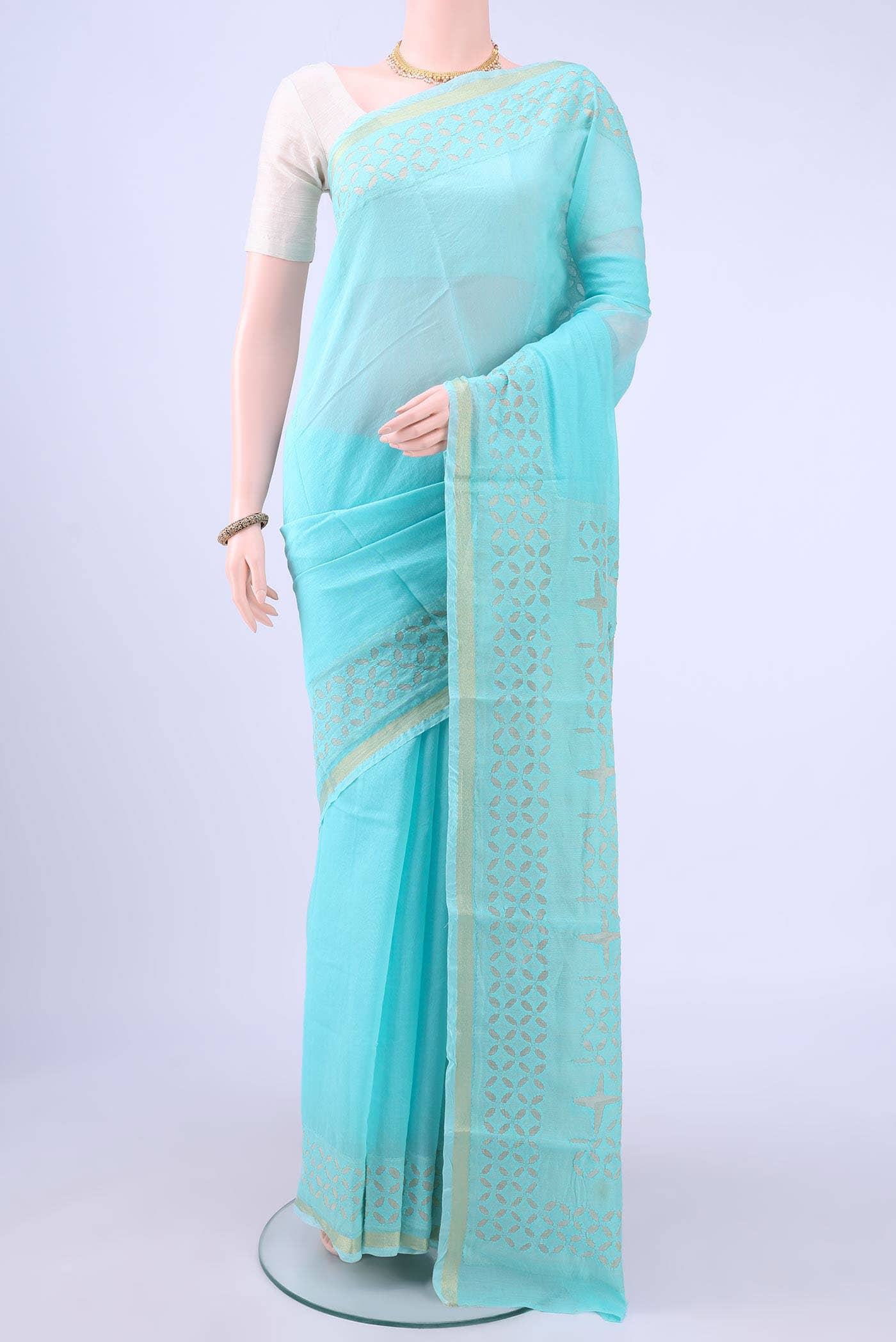 Blue Chanderi Silk Saree