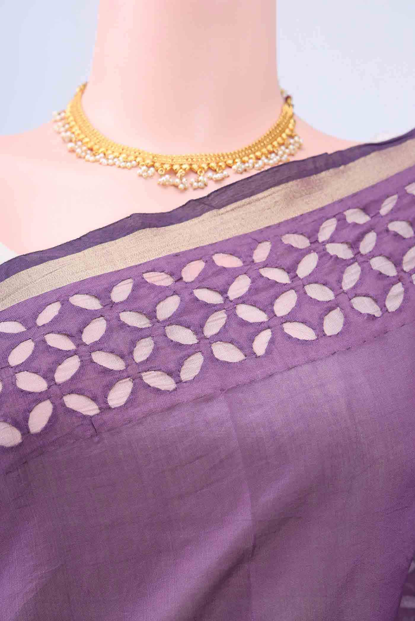 Purple Chanderi Silk Saree