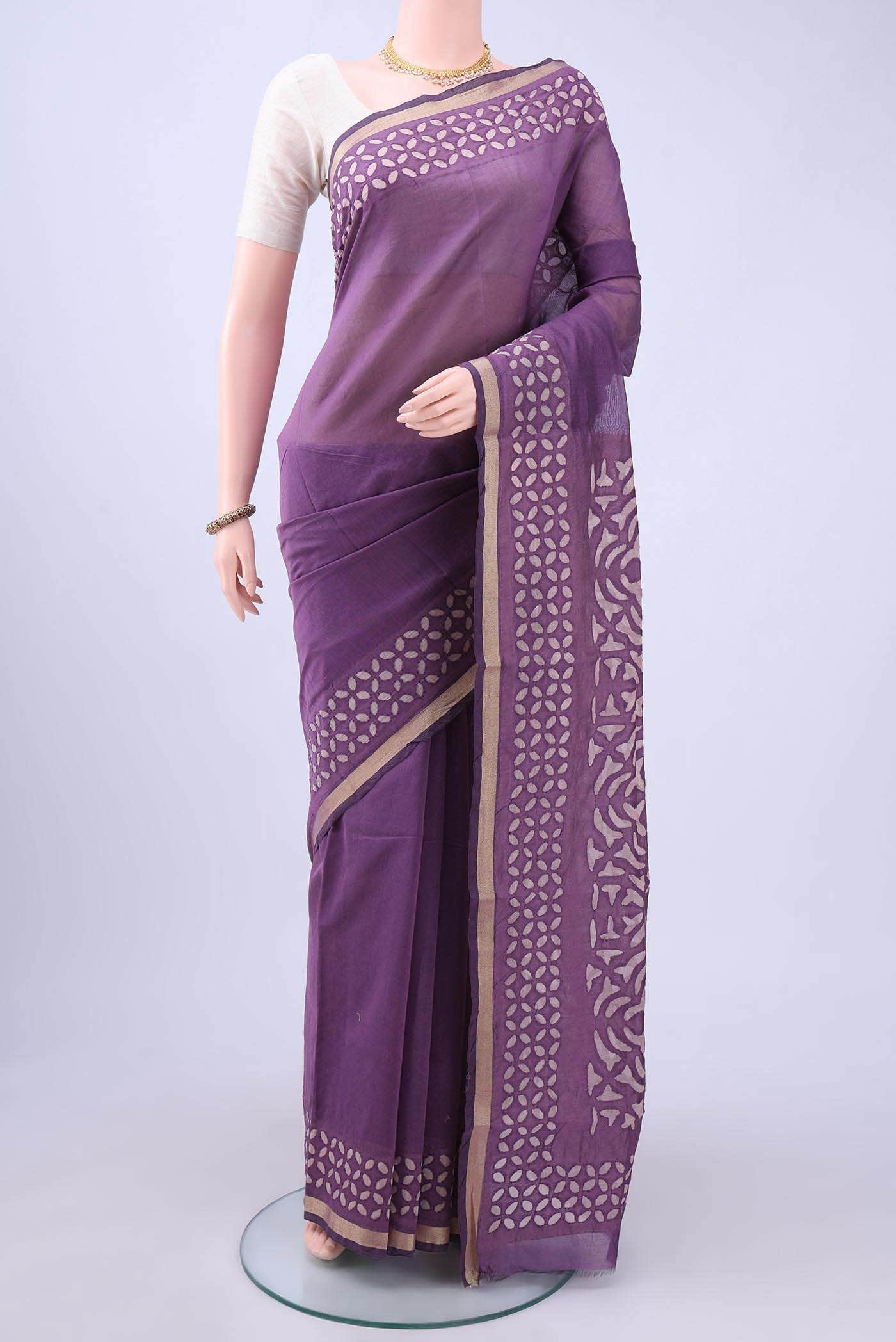 Purple Chanderi Silk Saree